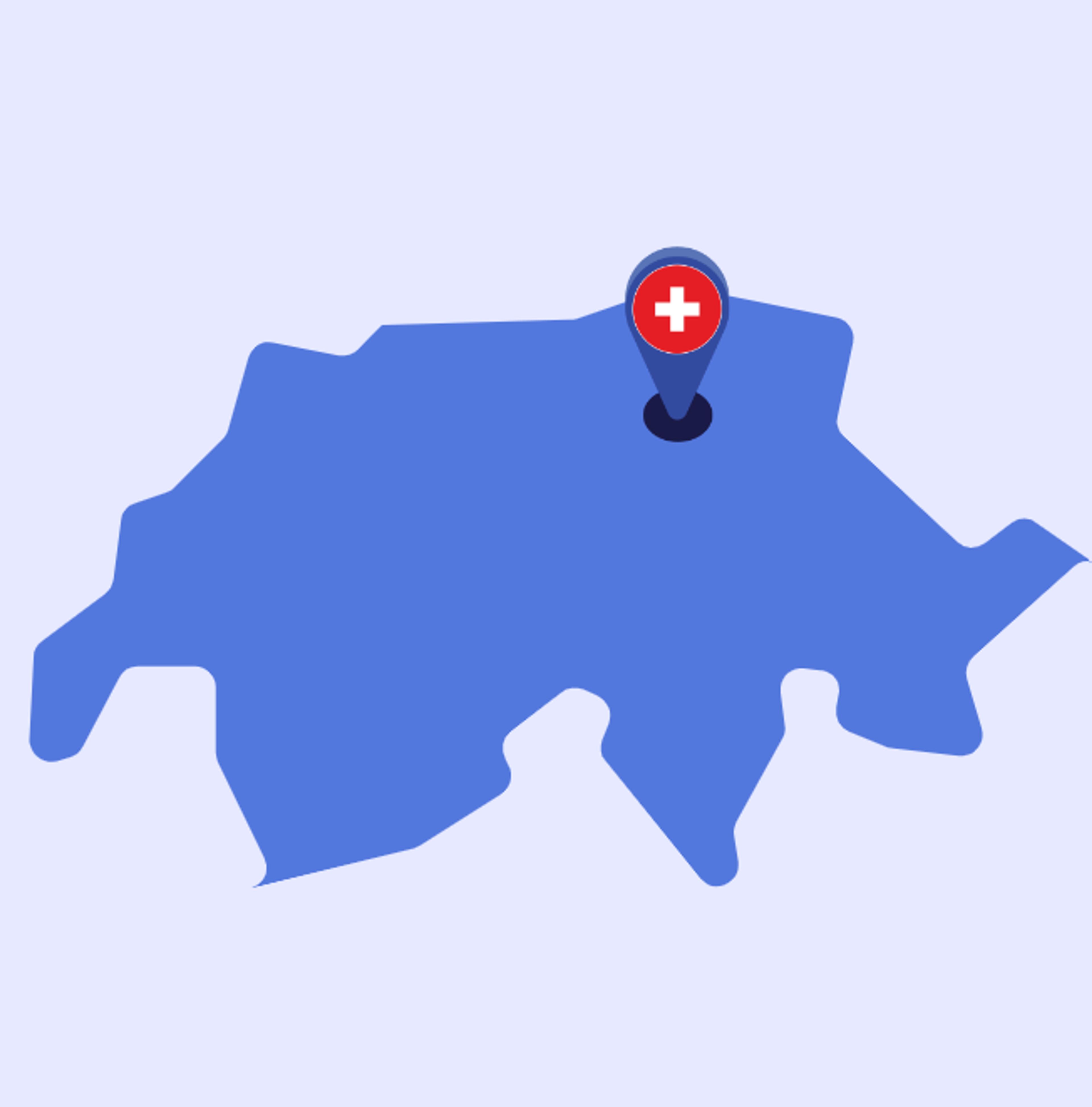 Karte der Schweiz mit Pin in Zürich