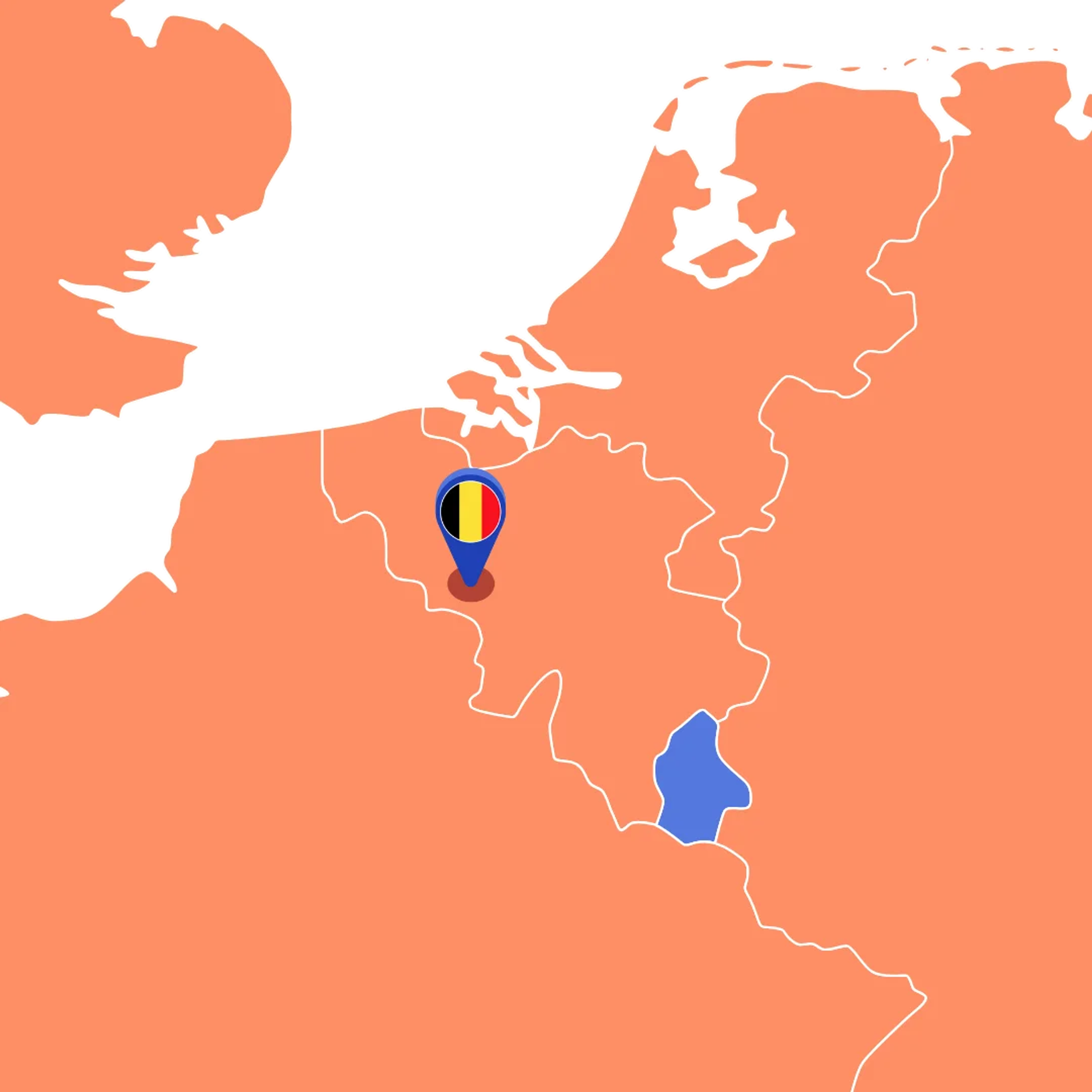 carte de la belgique et pin pointé sur mons