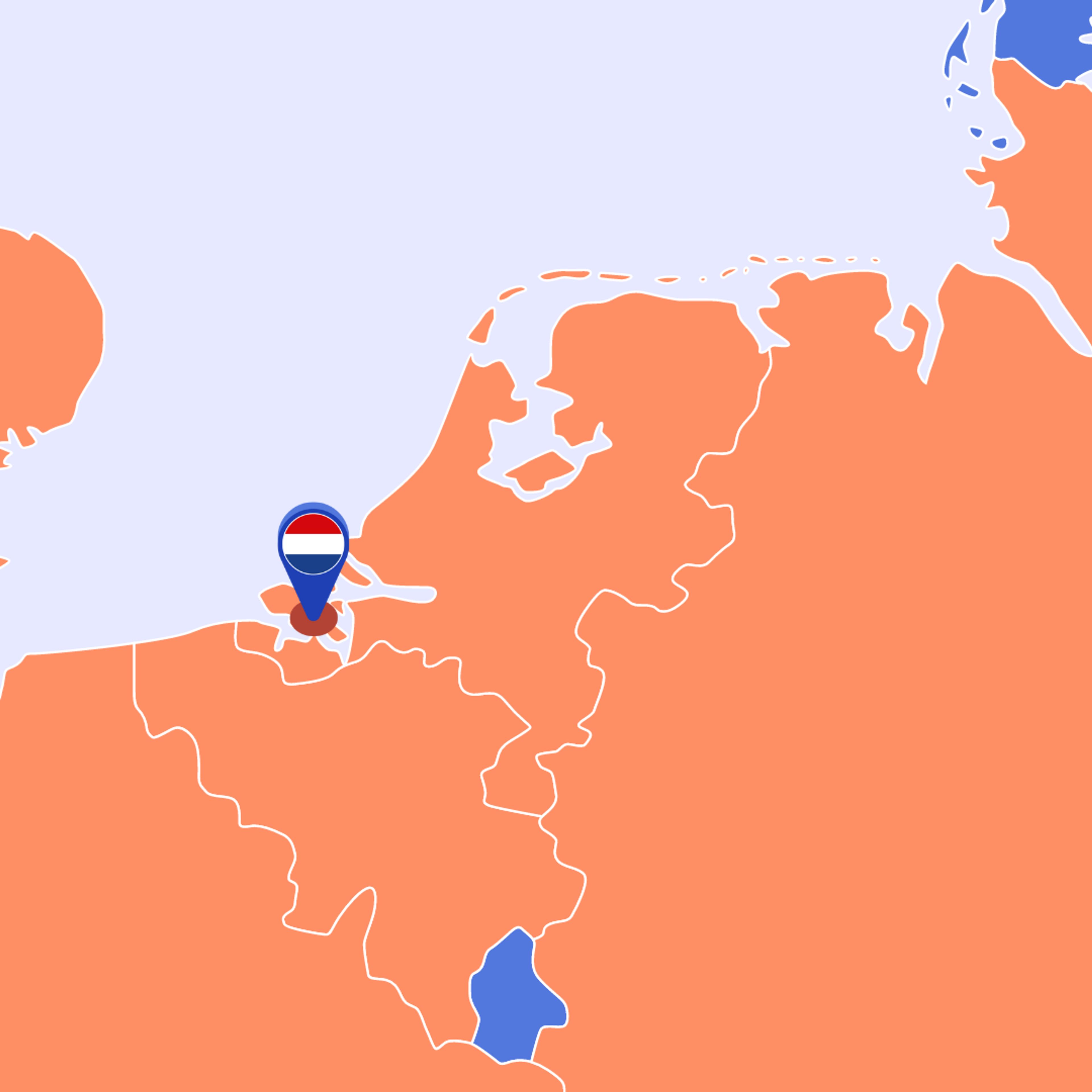 Kaart van Nederland met de pin op Zeeland