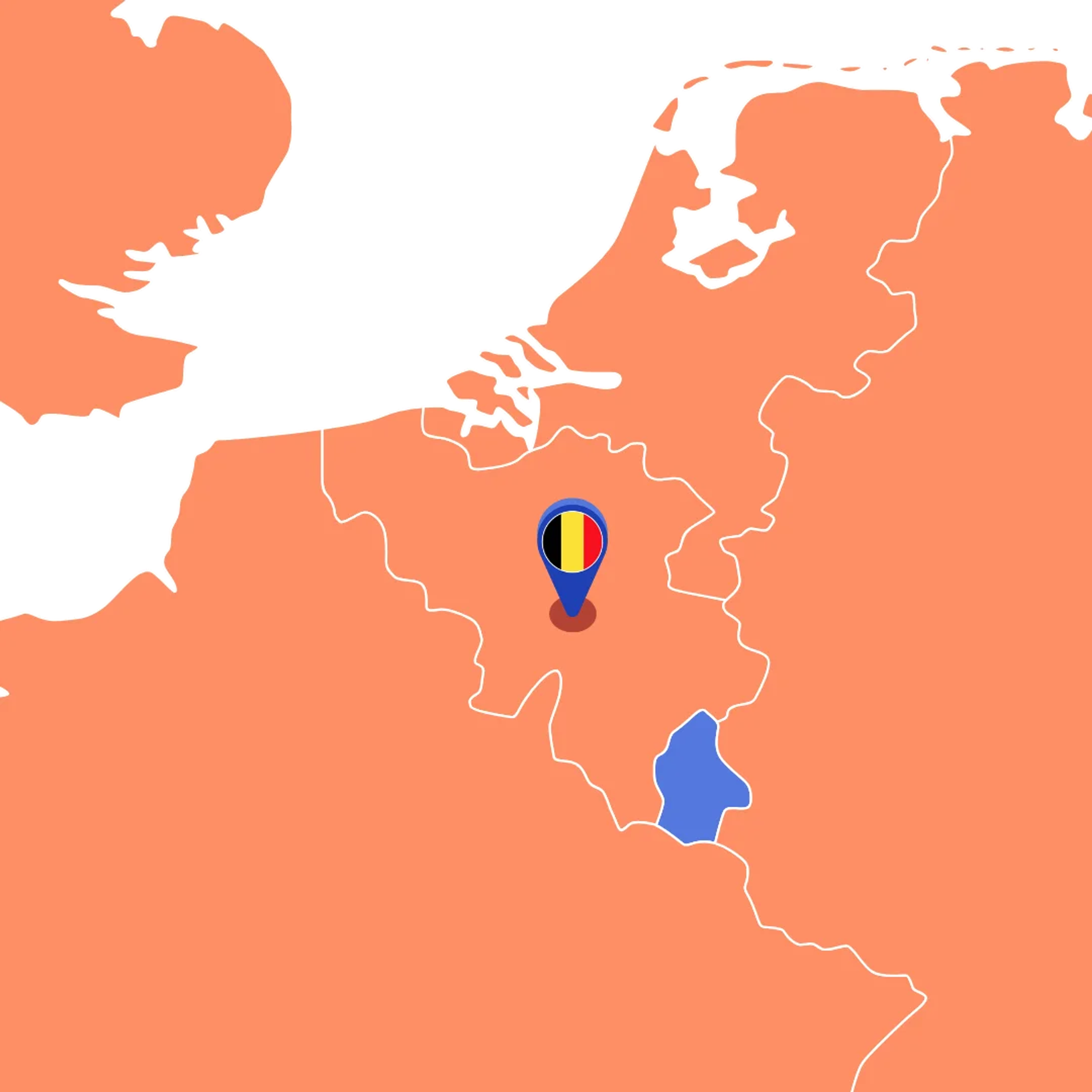 carte belgique avec pin pointé sur namur