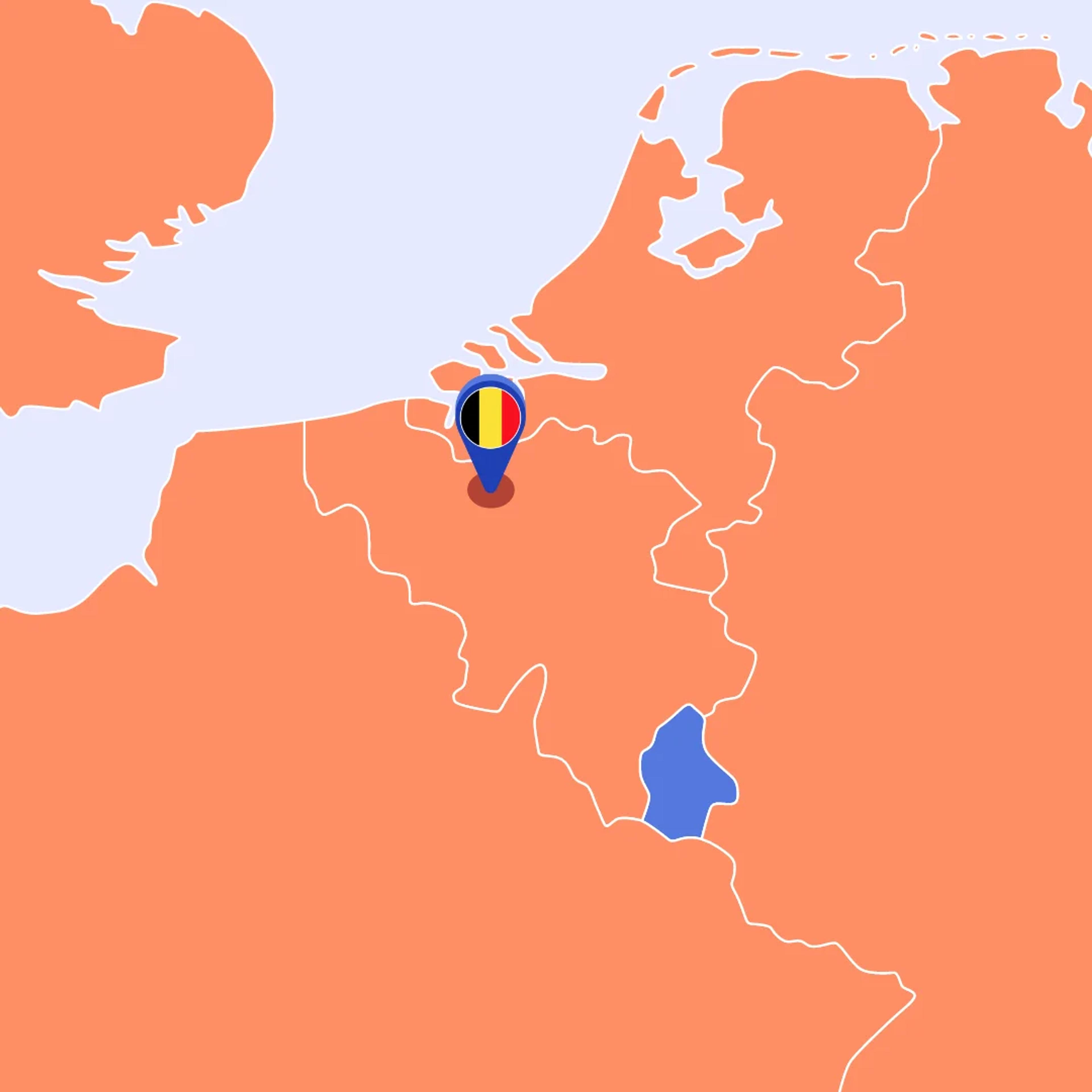 Kaart van Belgie met de Pin op Sint-Niklaas