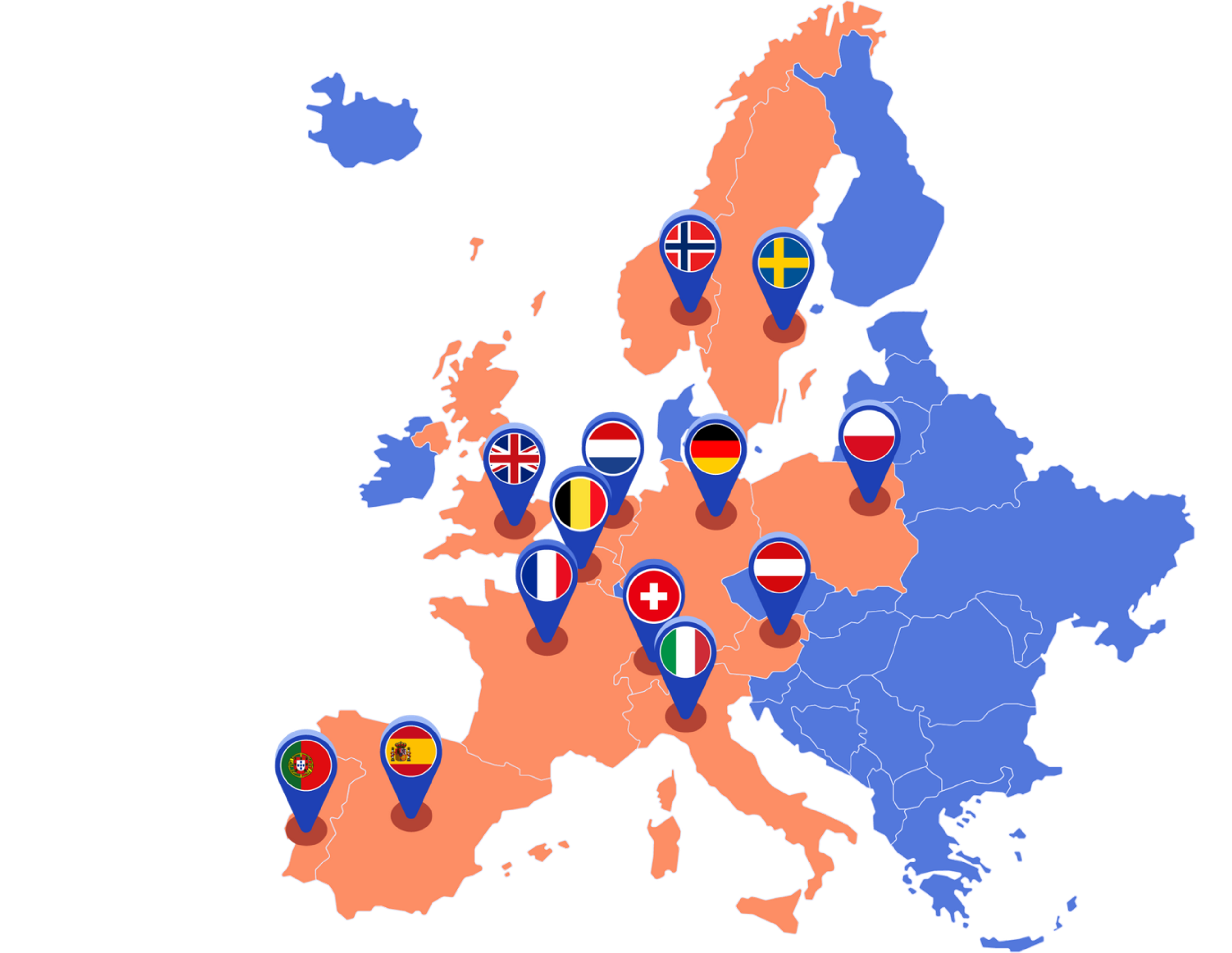 mapa dos países onde a Otovo trabalha