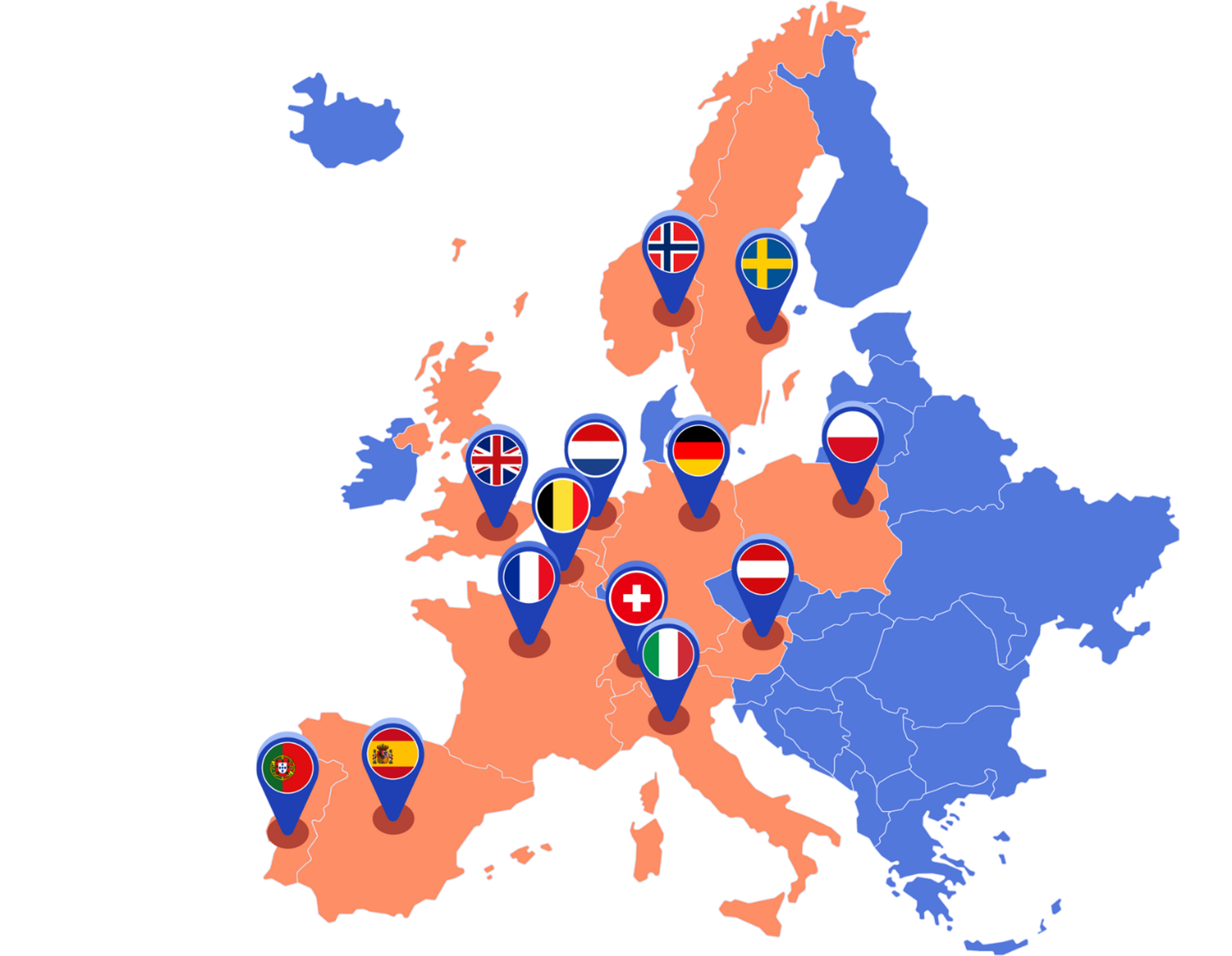 mapa dos países onde a Otovo trabalha