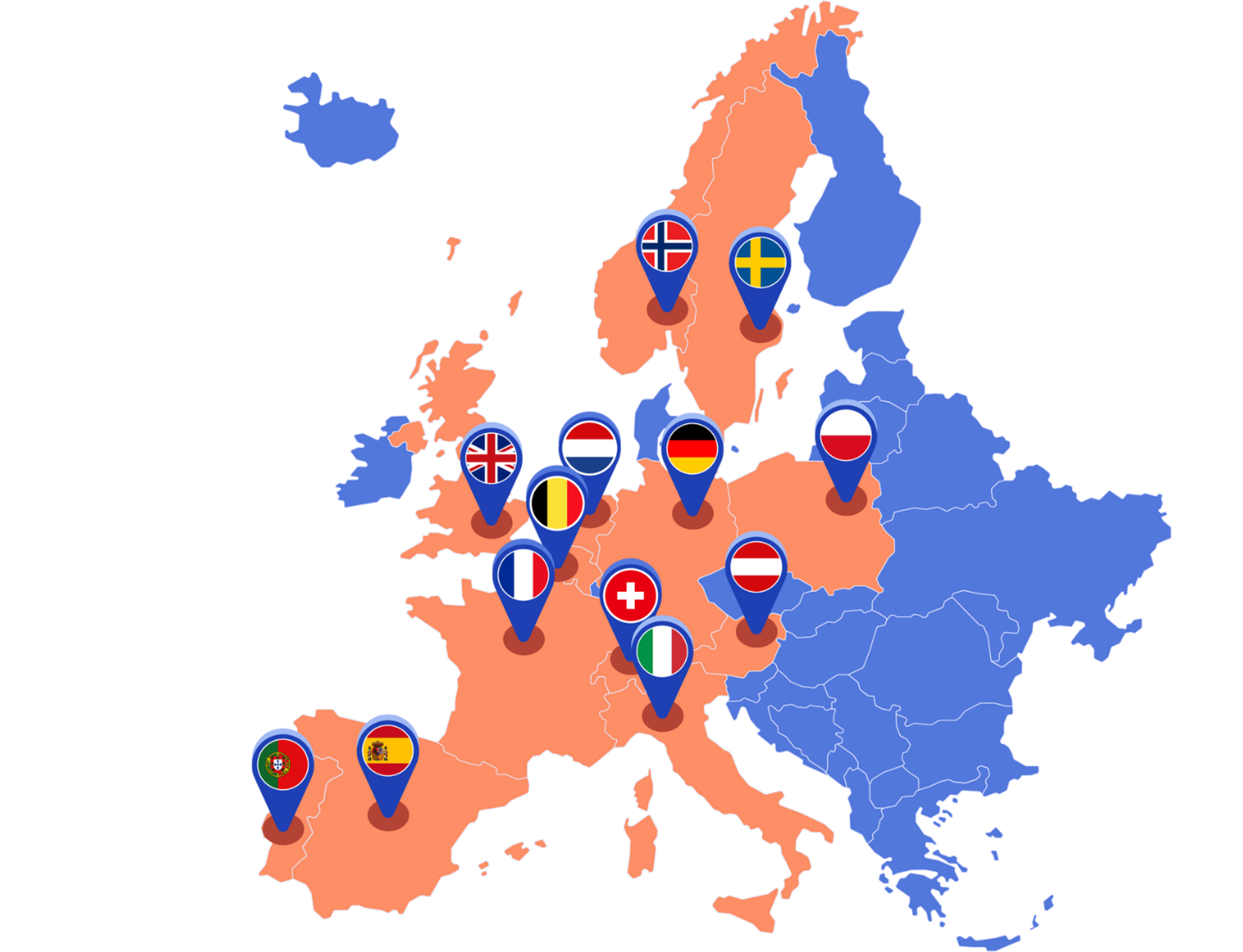 mapa dos países onde a Otovo trabalha