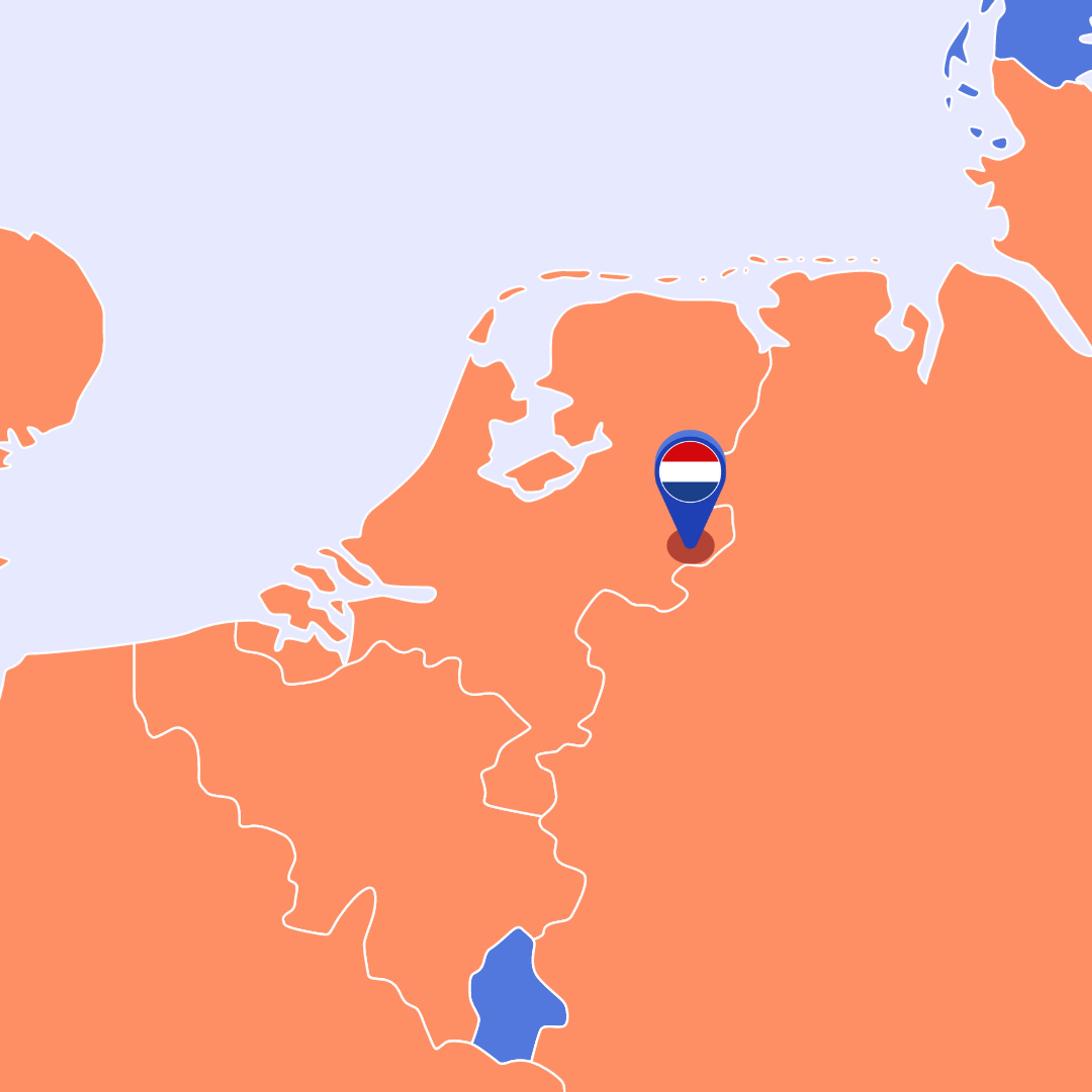 Kaart van Nederland met de pin op Enschede