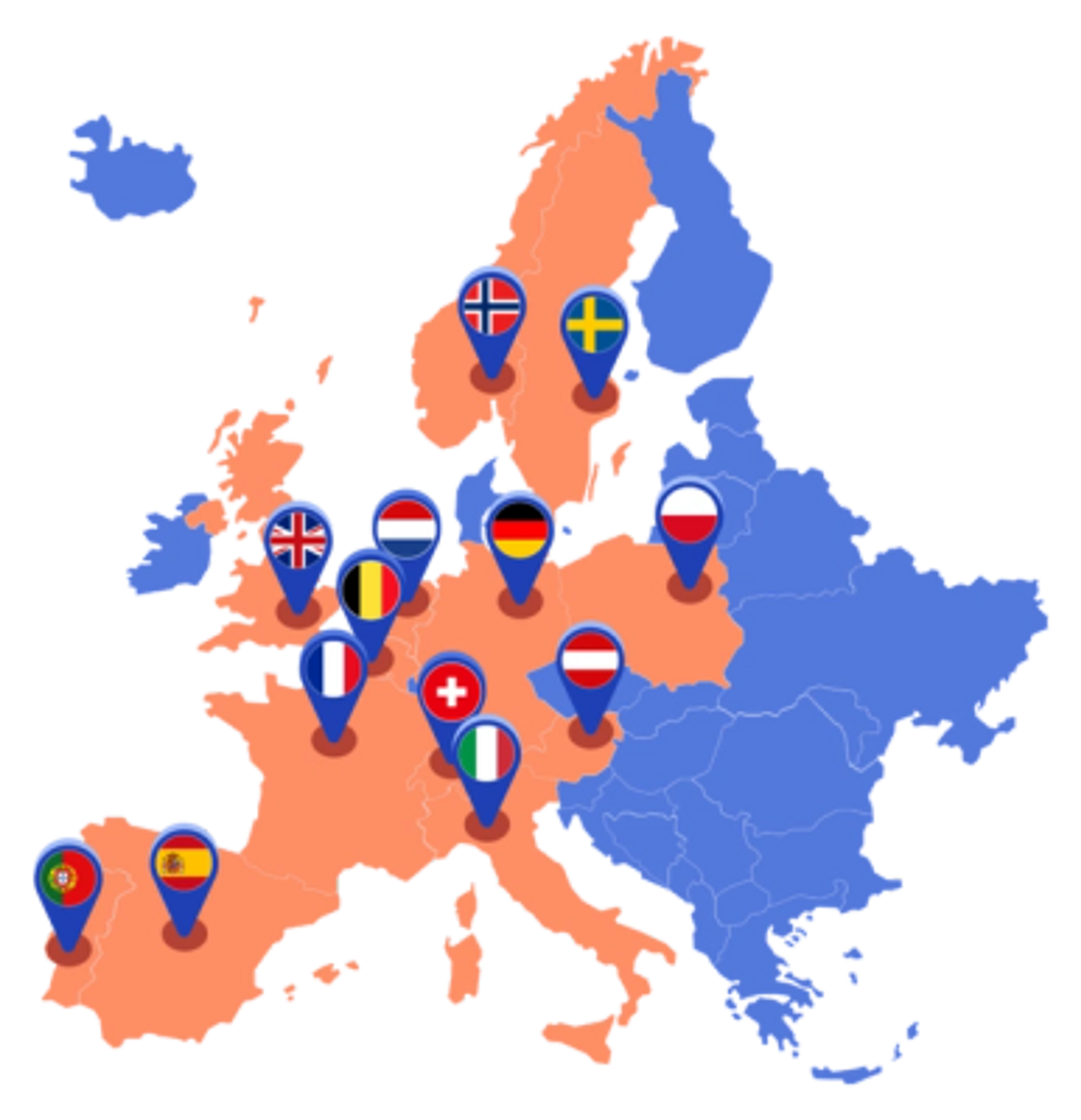 mapa dos países onde a Otovo trabalha