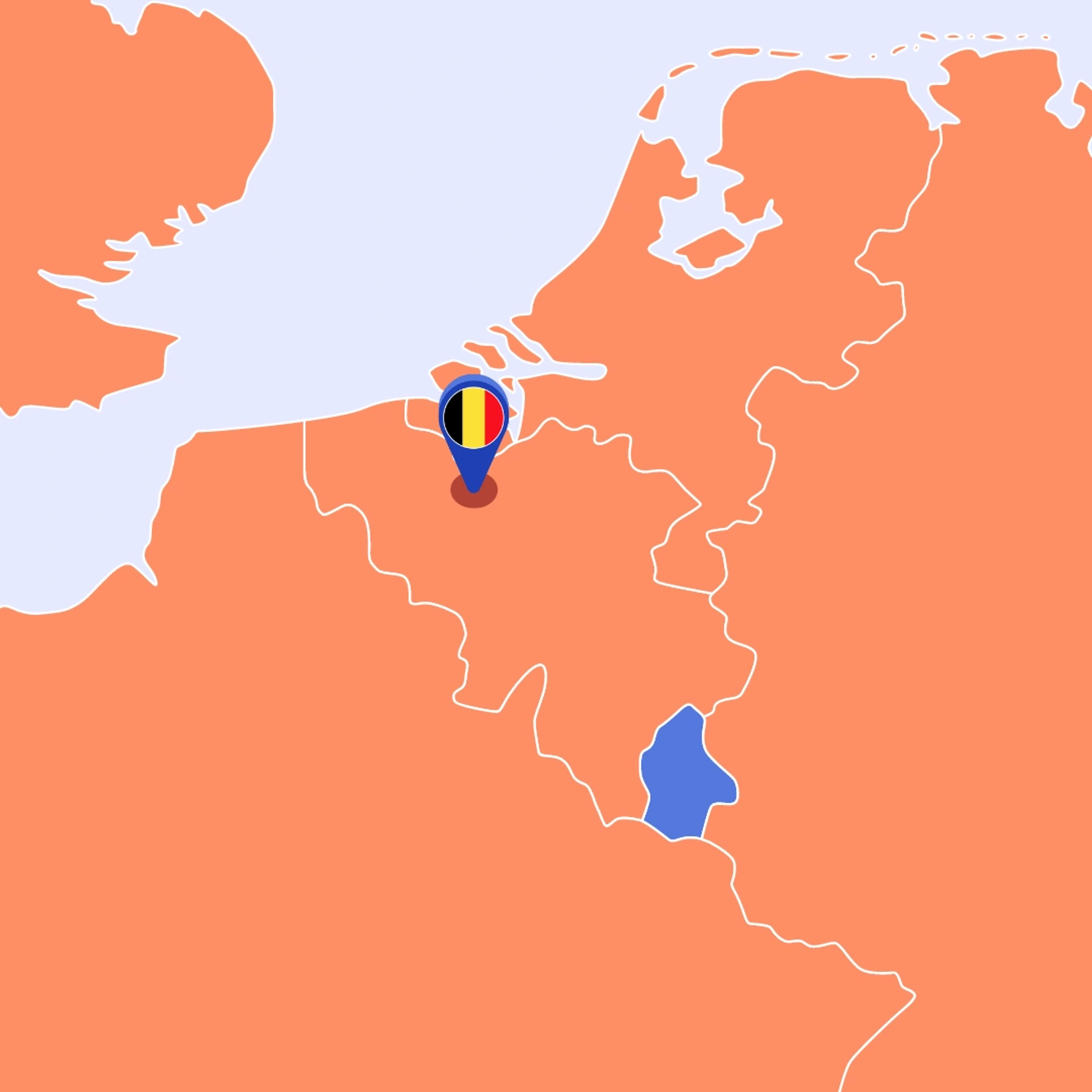 Kaart van Belgie met de Pin op Aalst