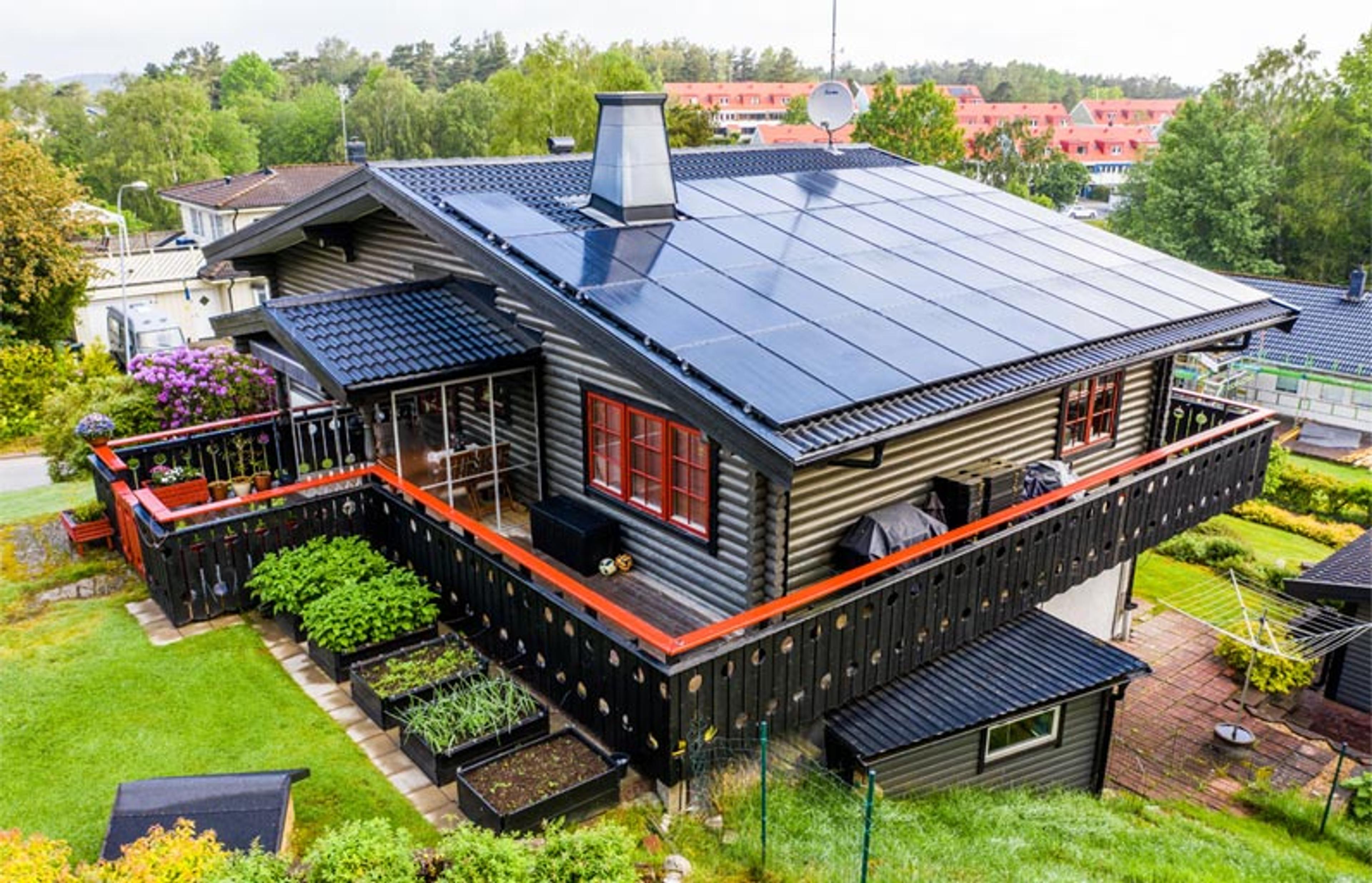 solar panels on roof