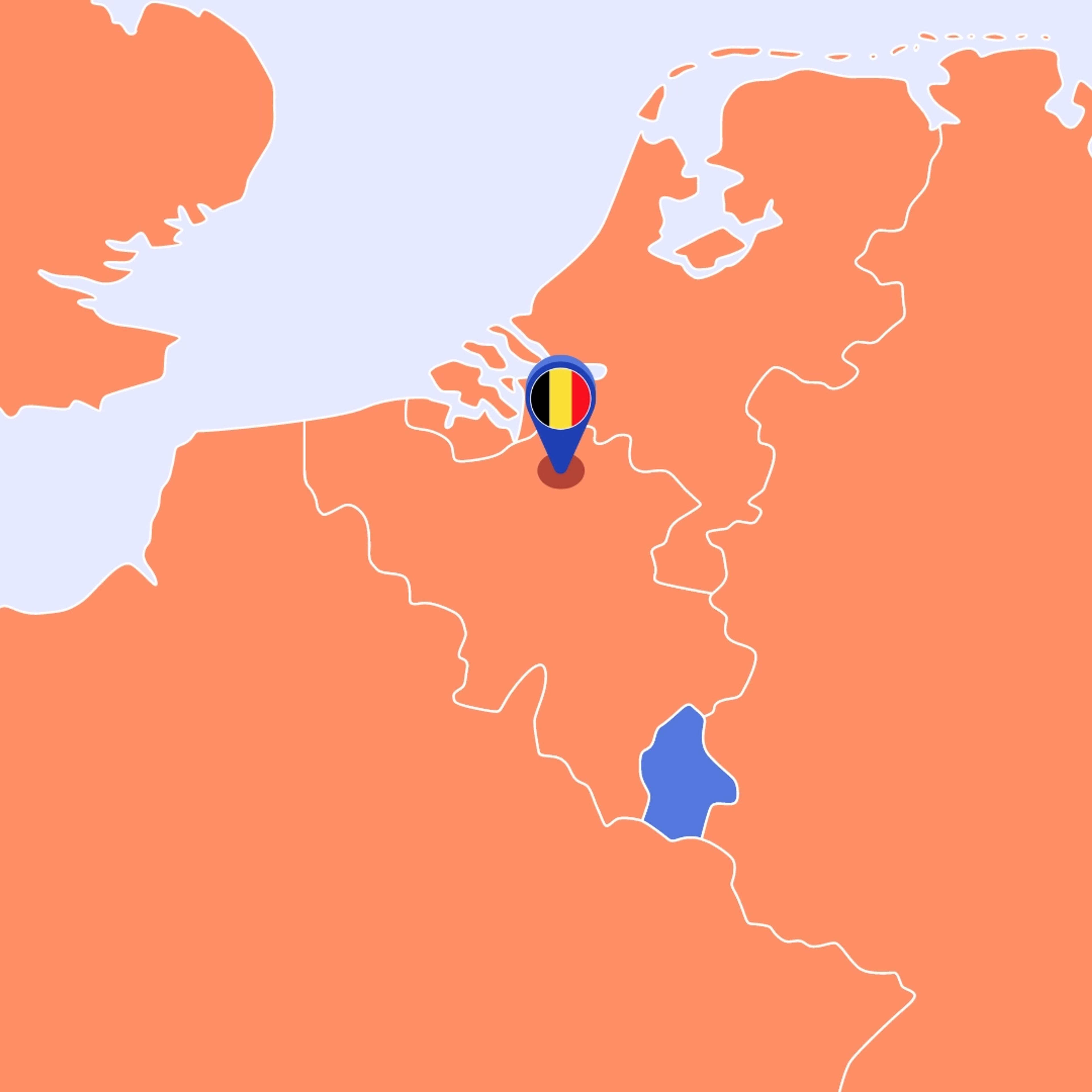 Kaart van Belgie met de Pin op Brecht