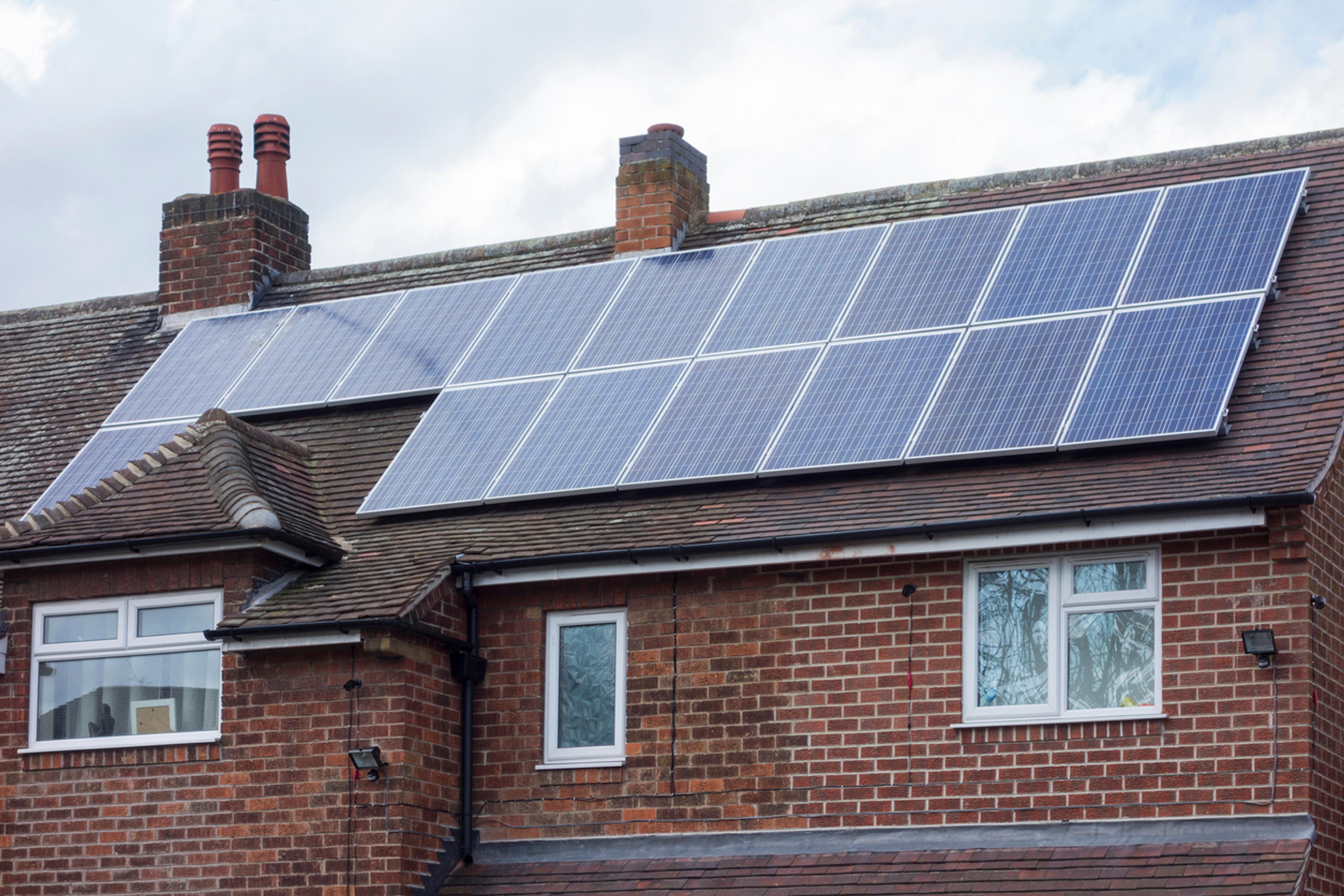 roof with solar panels in the UK