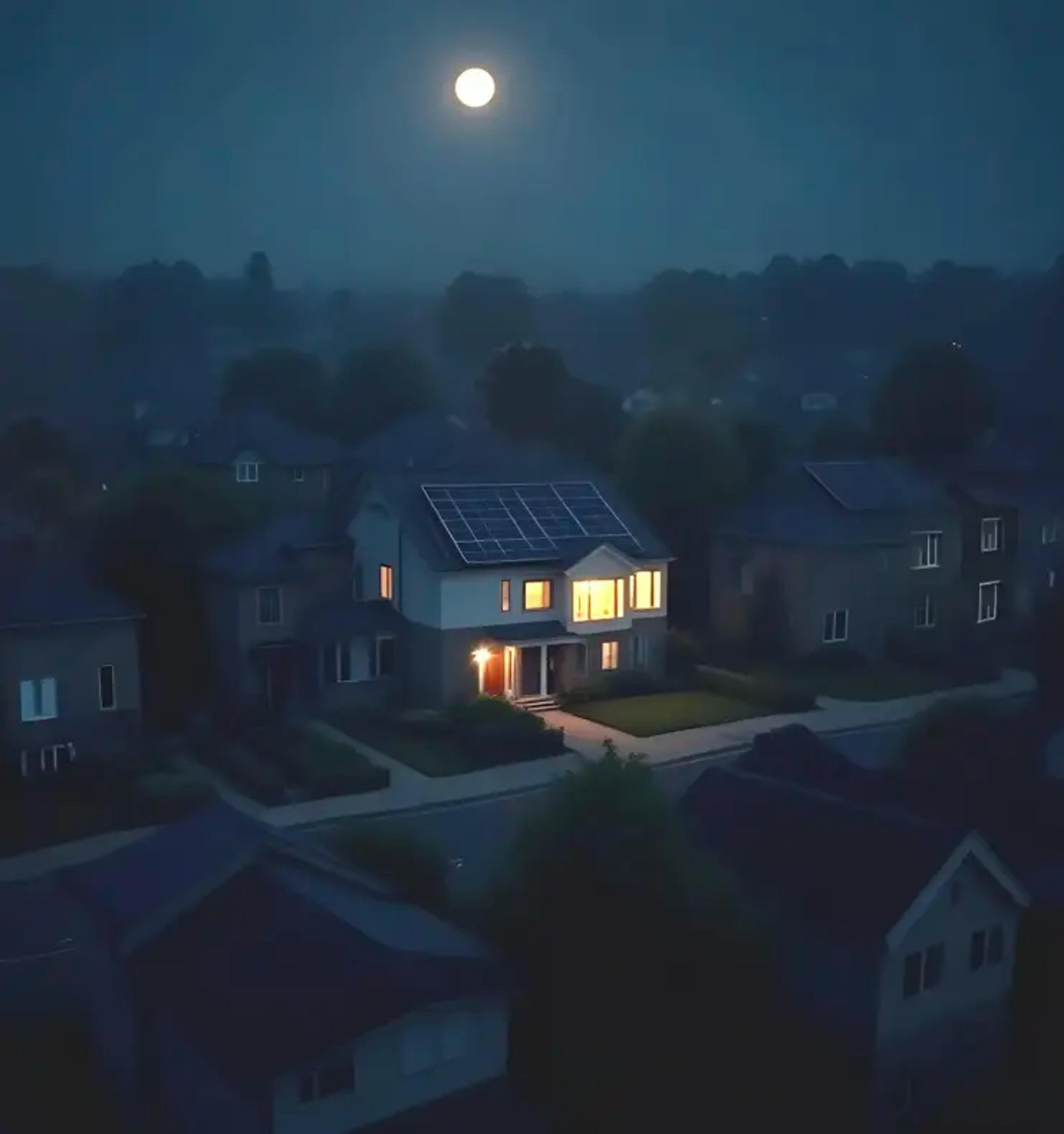 Ett hus med ström tack vare solceller, batteri och backup