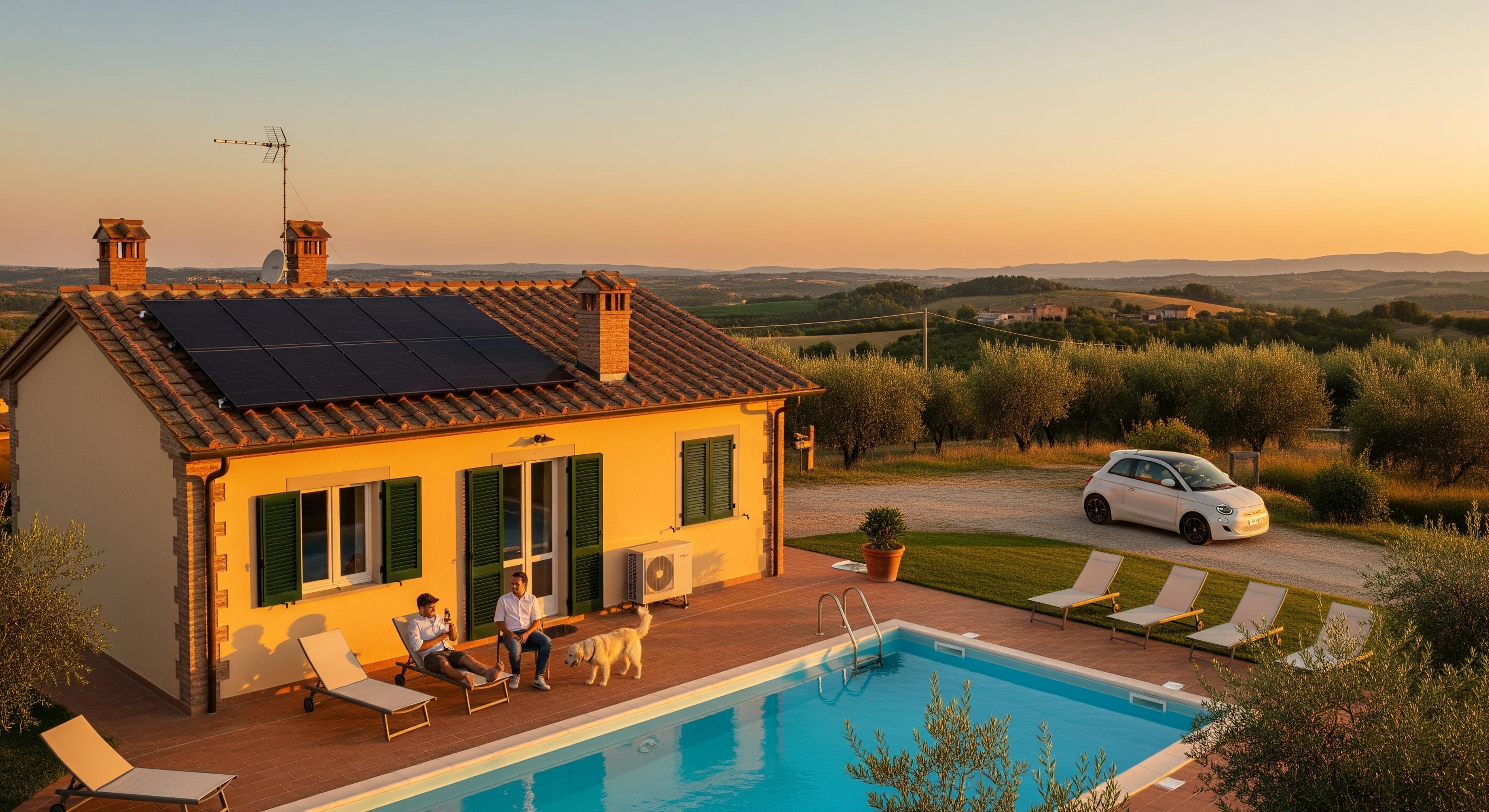 casa con placas solares