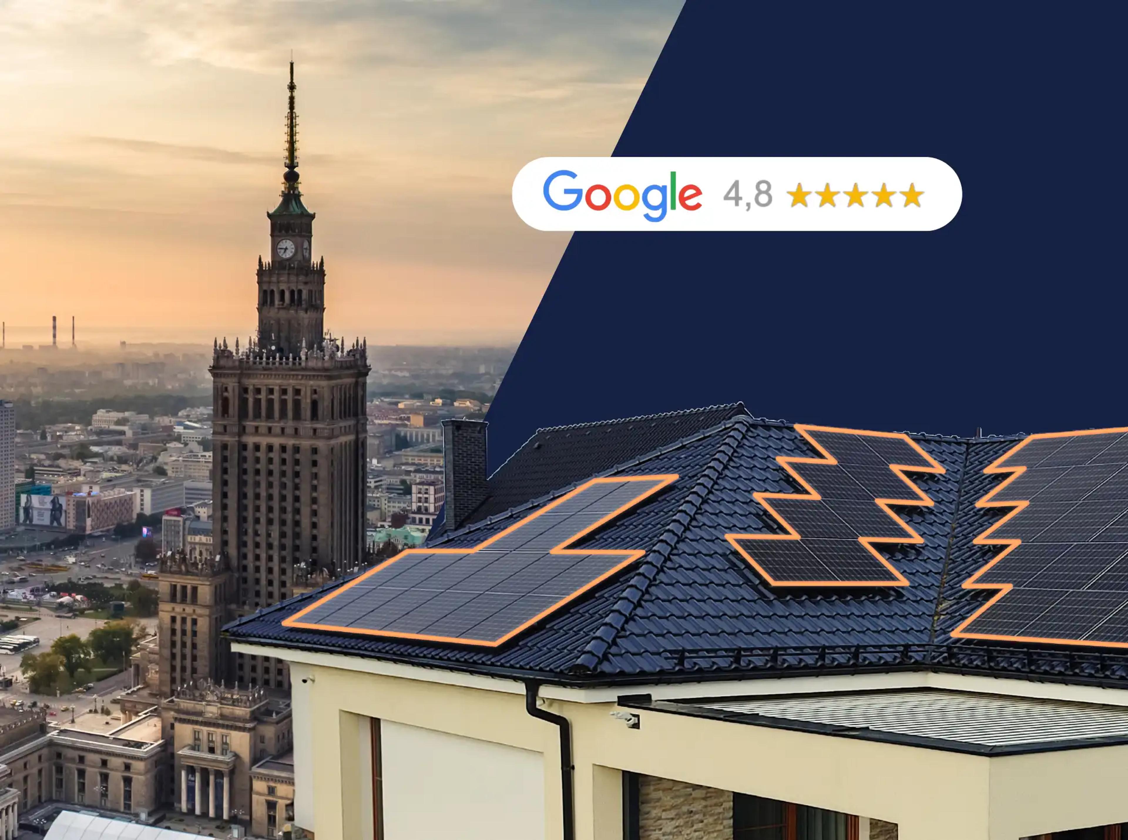 Instalacja fotwoltaiczna z Warszawą w tle