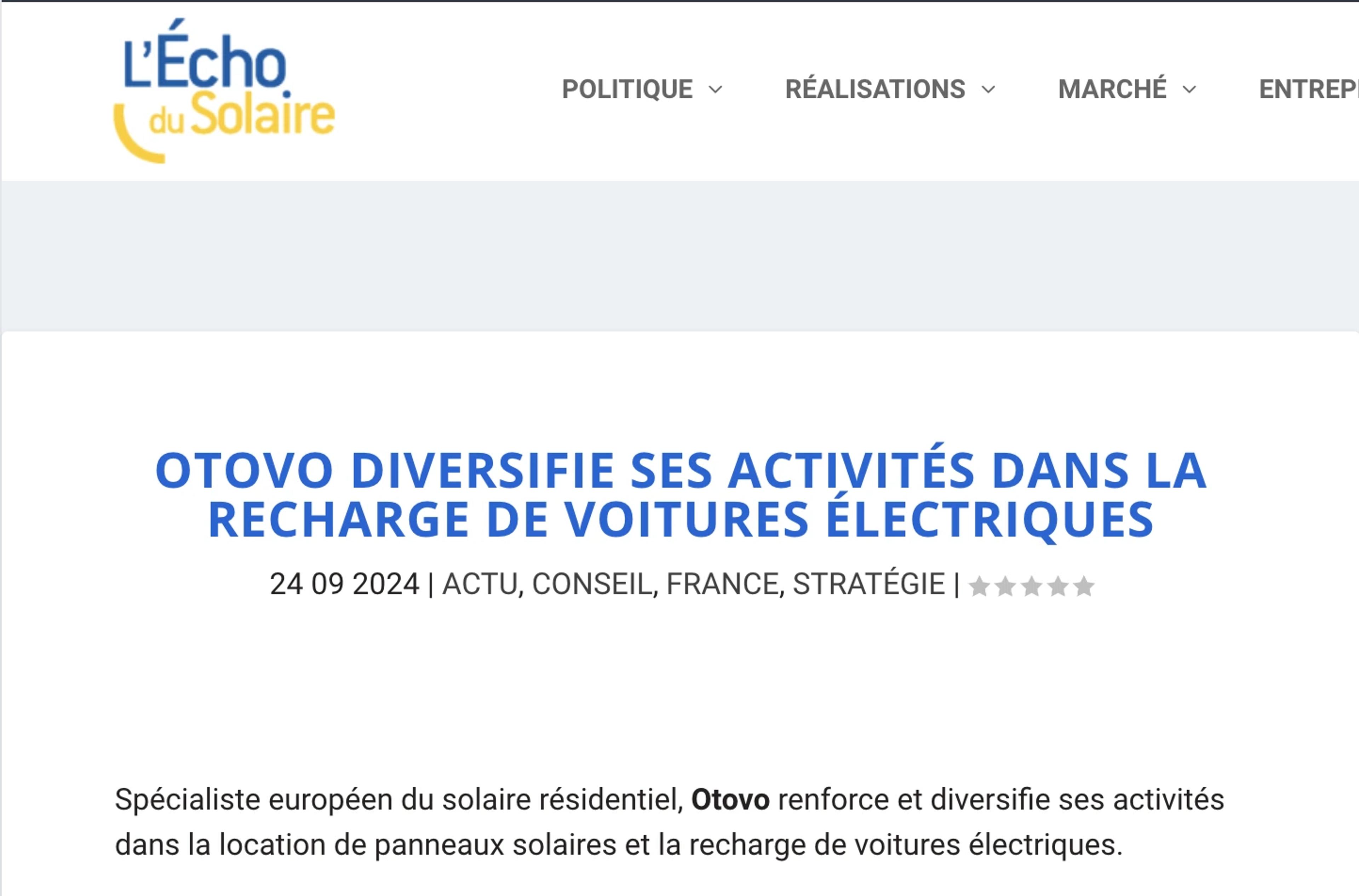 article l'écho du solaire