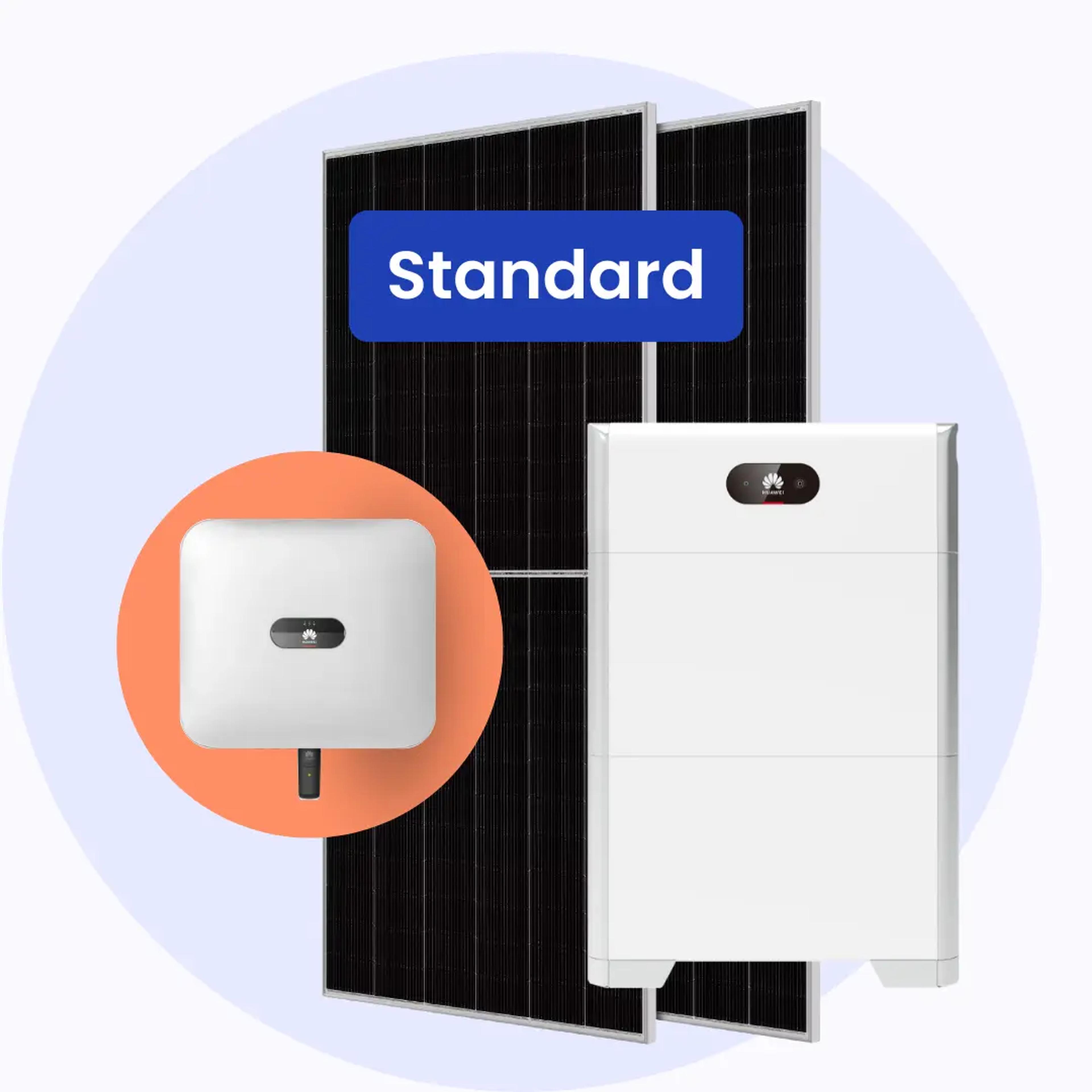 Ein JA Solar PV-Modul mit einem Huawei Batteriespeicher und Huawei Wechselrichter.