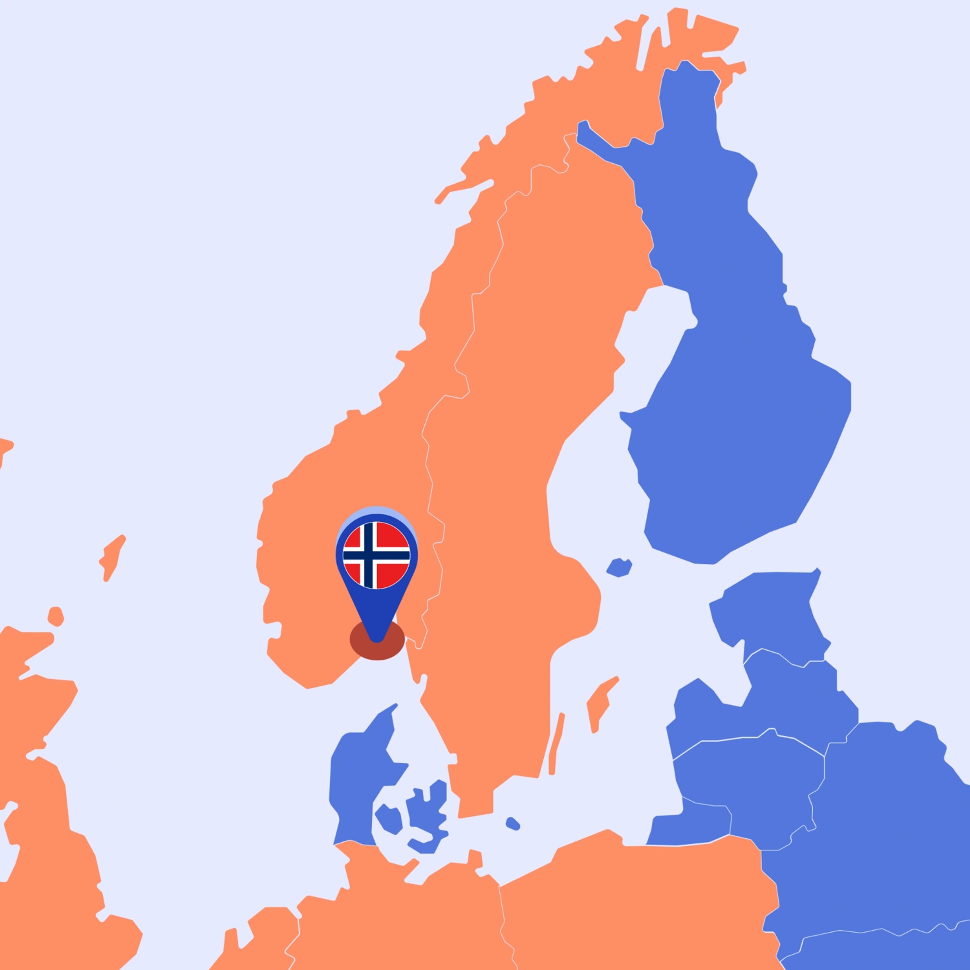 norgeskart med plassnål på sandefjord