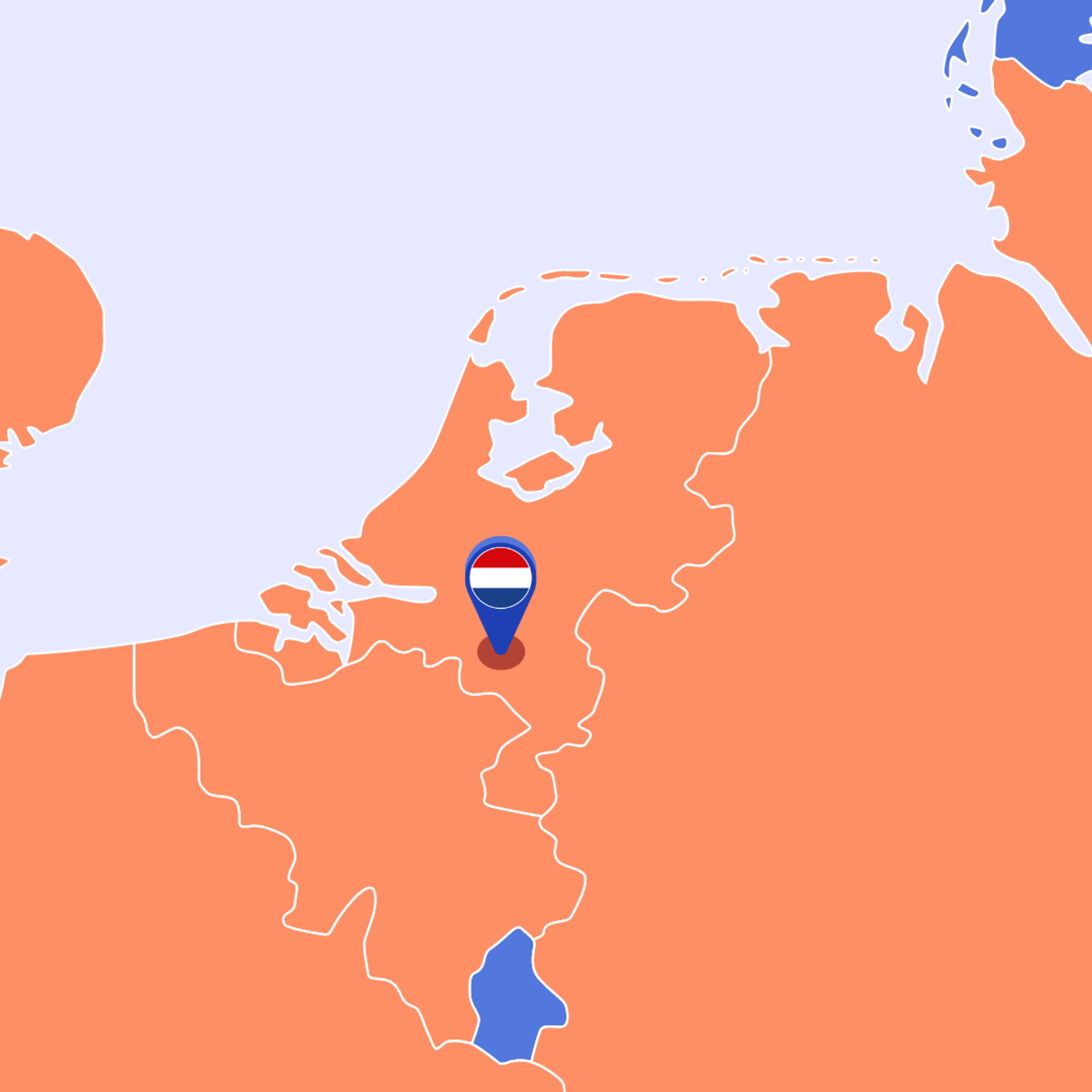 Geillustreerde kaart van Nederland, pin op Eindhoven