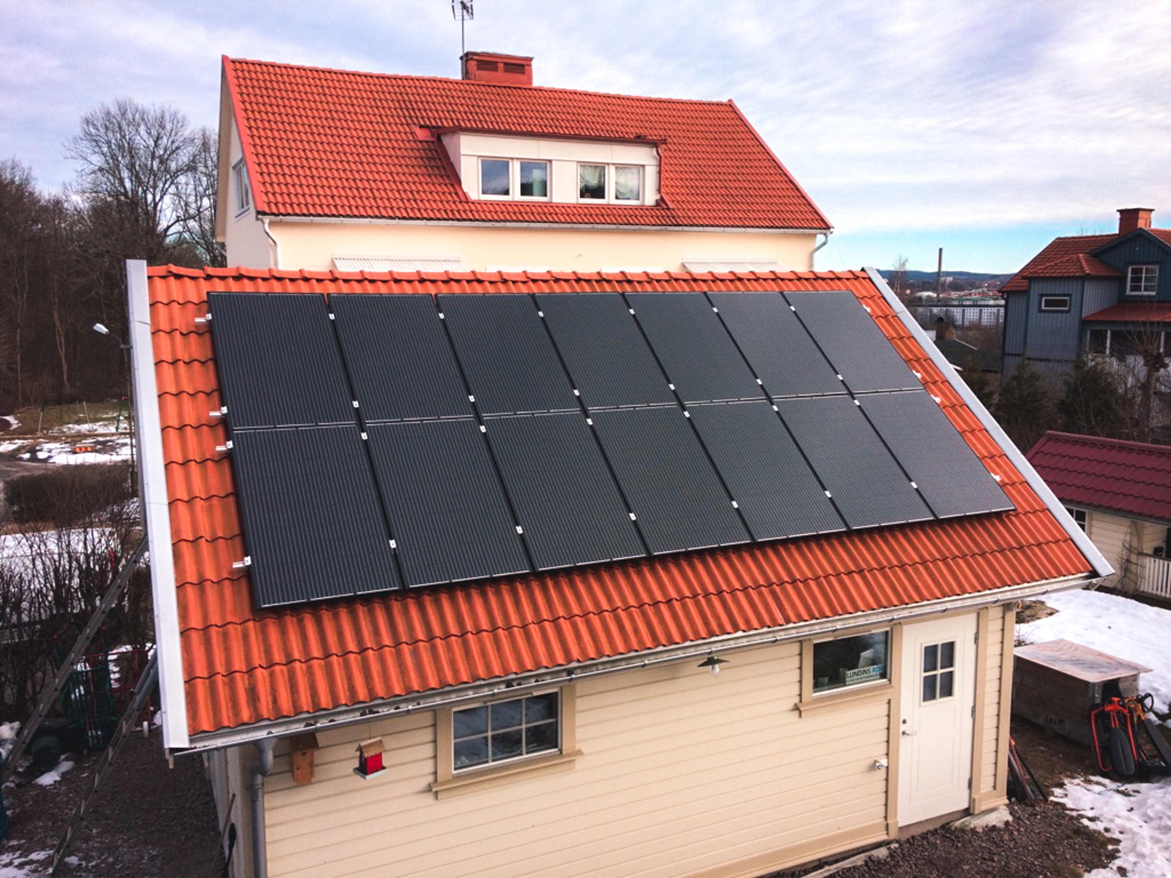 hus med en solcellsinstallation