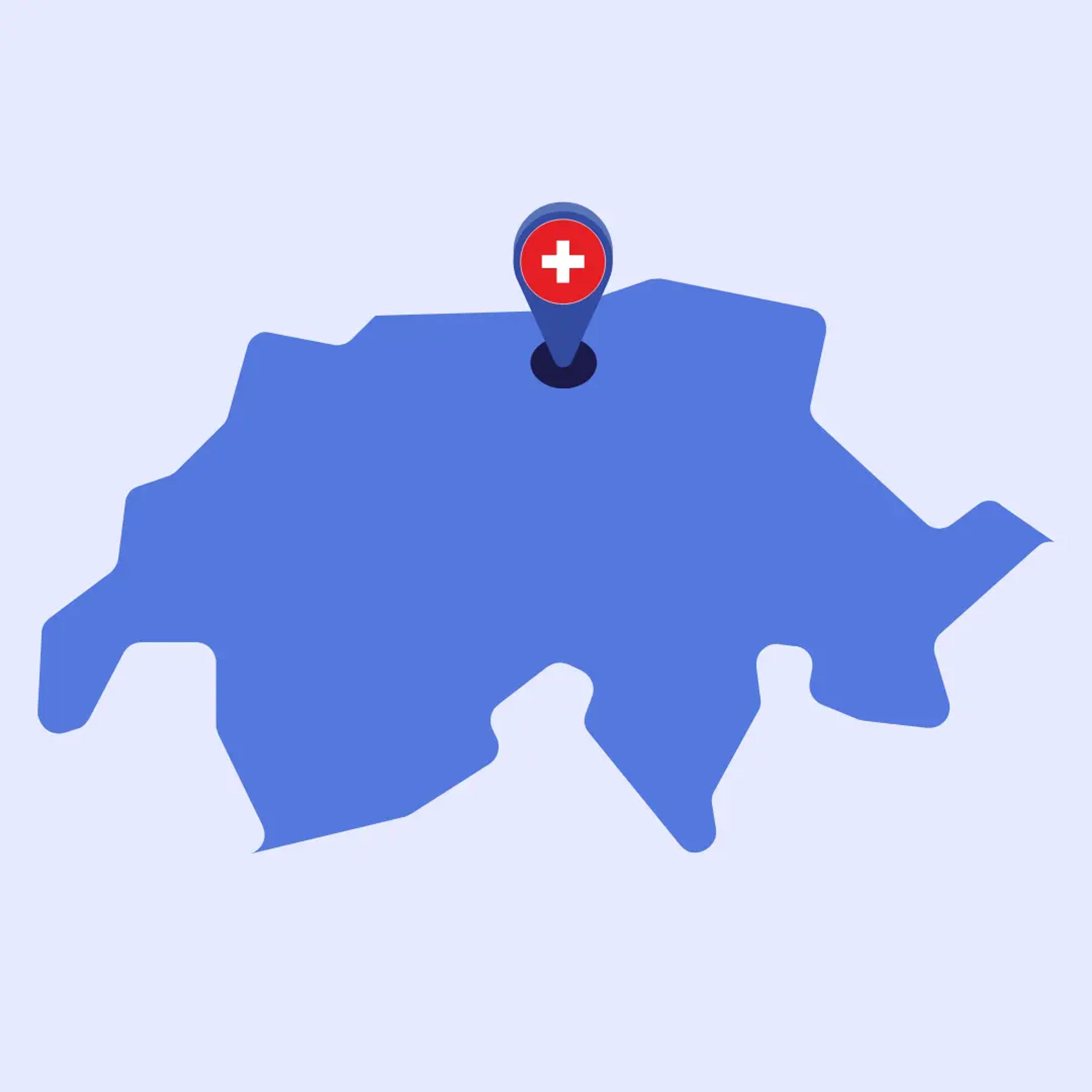 Karte der Schweiz mit Pin in Aargau