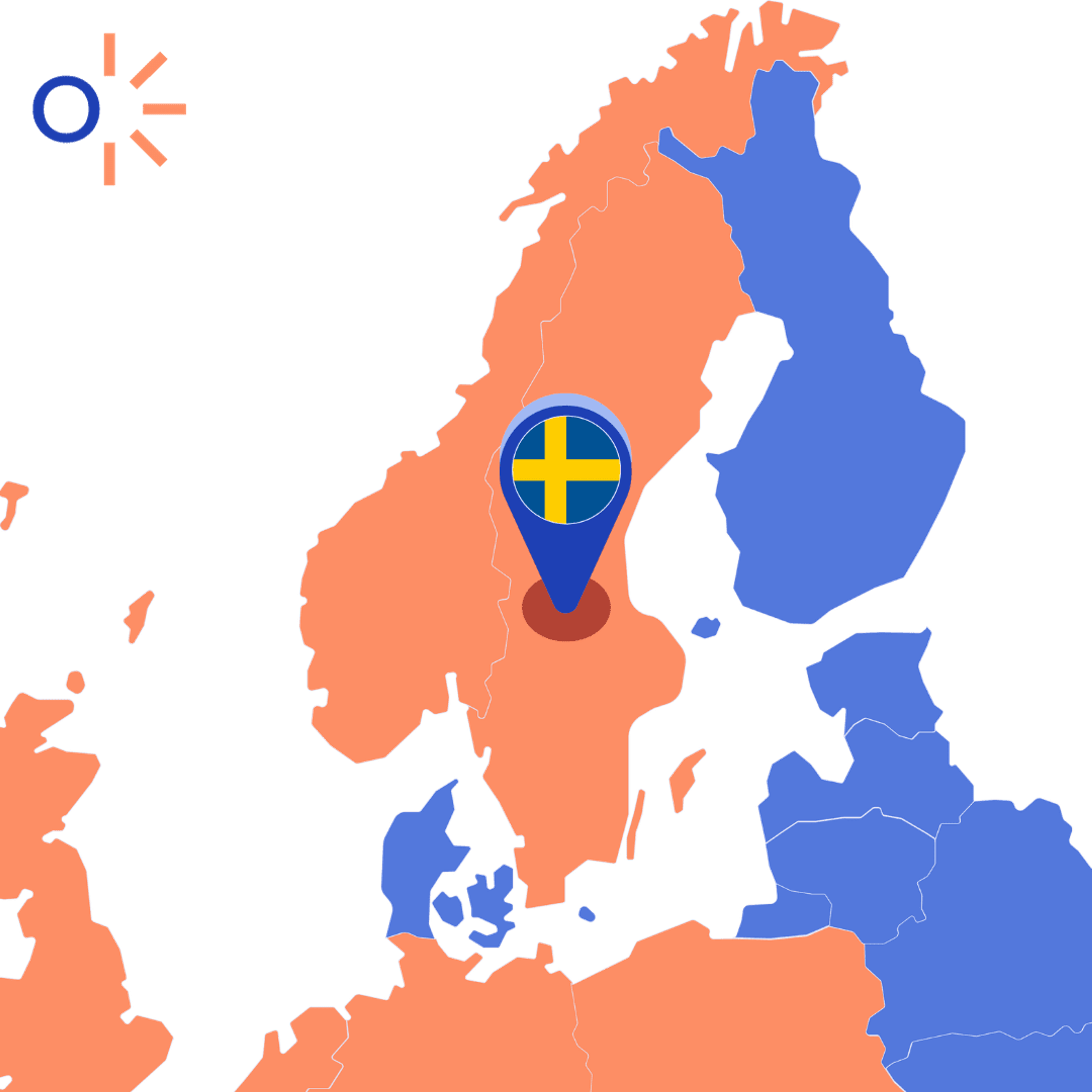 sverigekarta med platsnål på dalarnas län