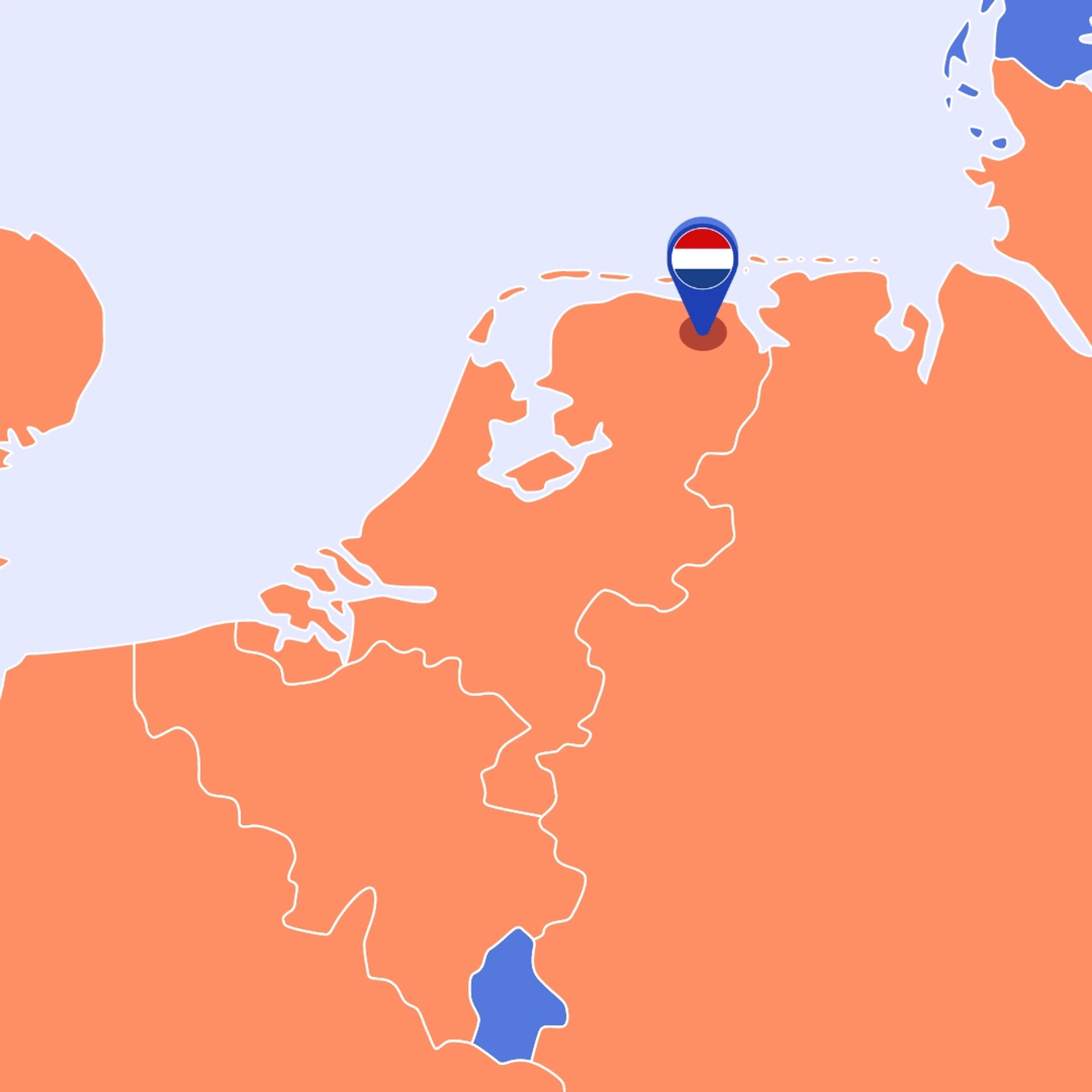 Geillustreerde kaart van Nederland met de pin op Groningen