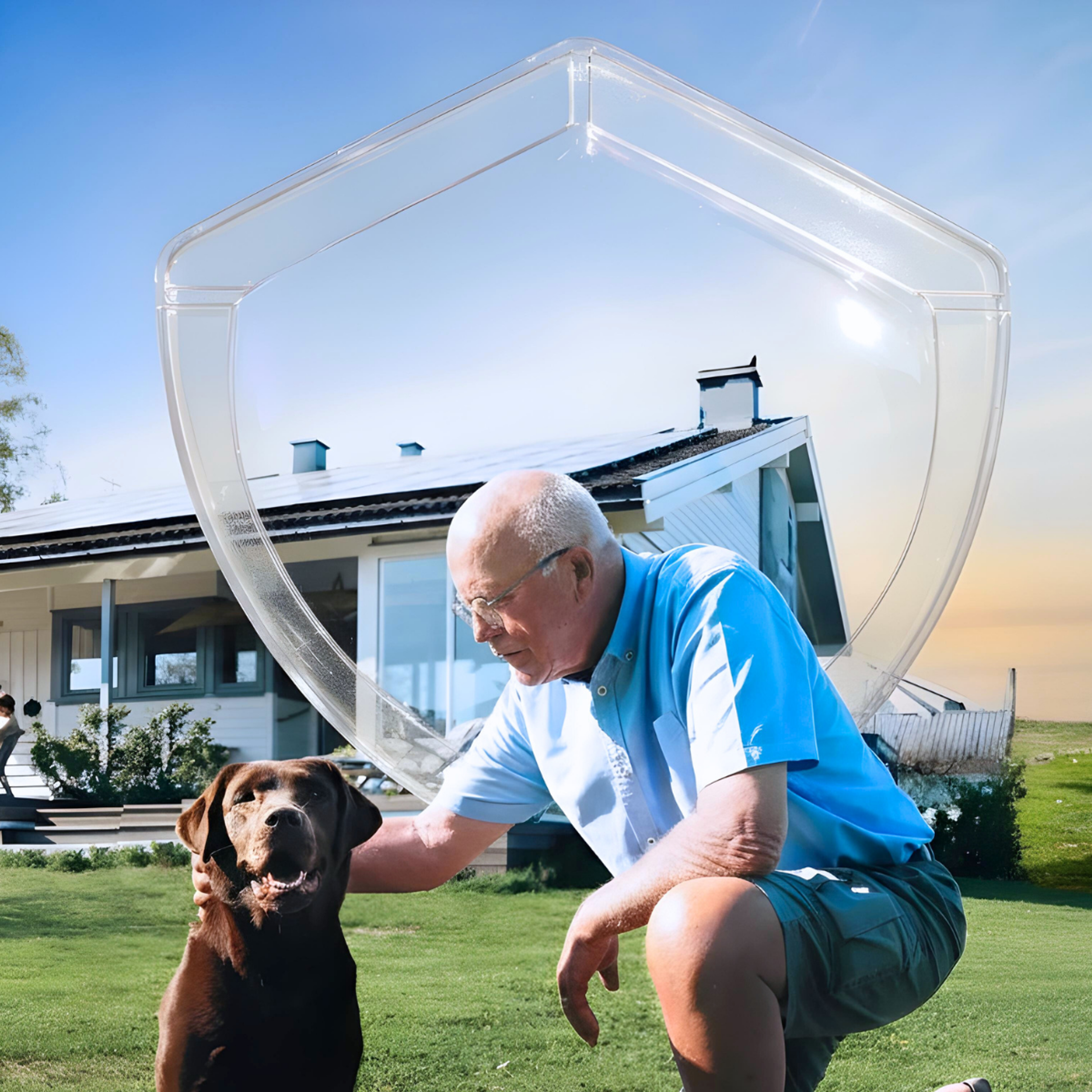 Men with a dog and a PV system