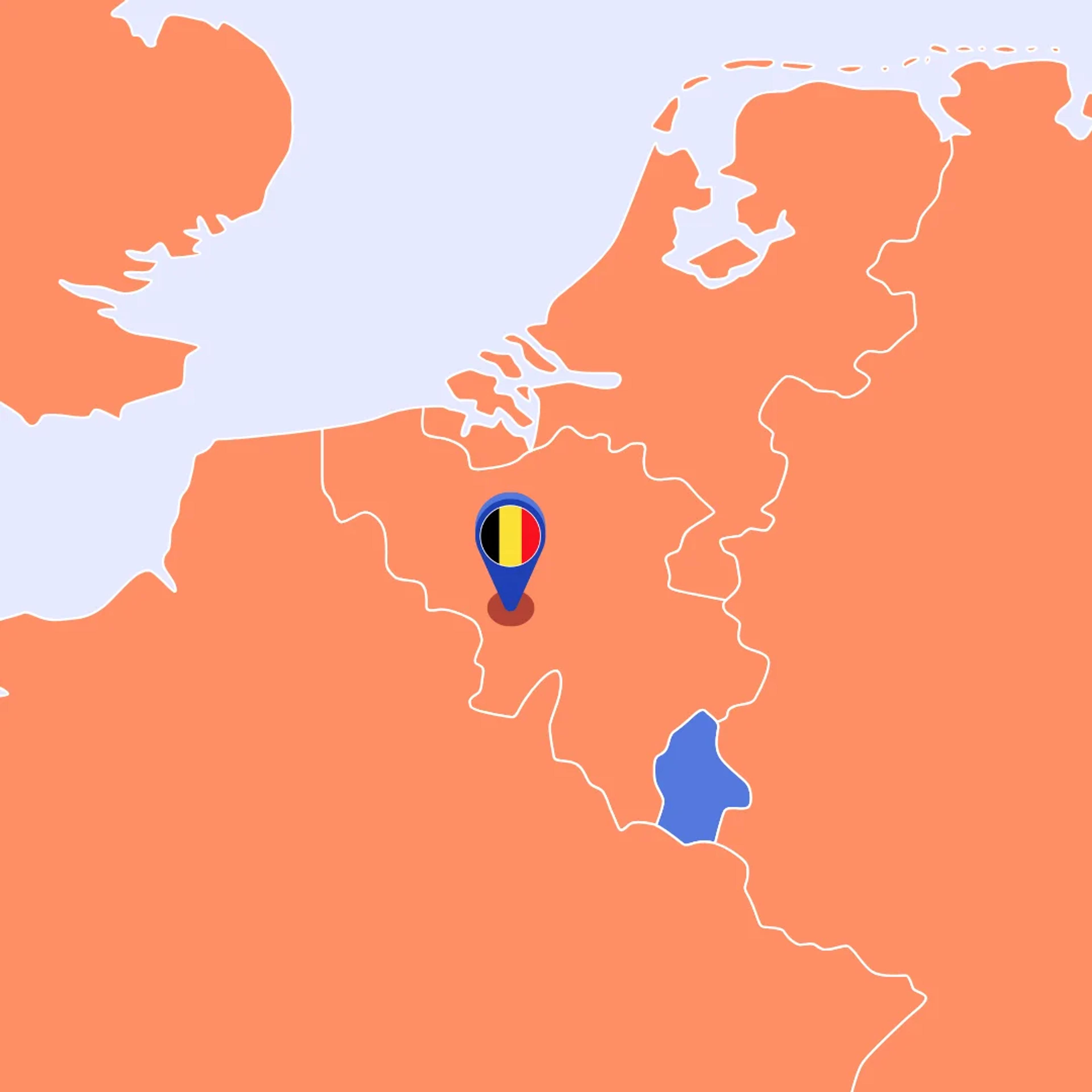 carte belgique pin pointé sur charleroi