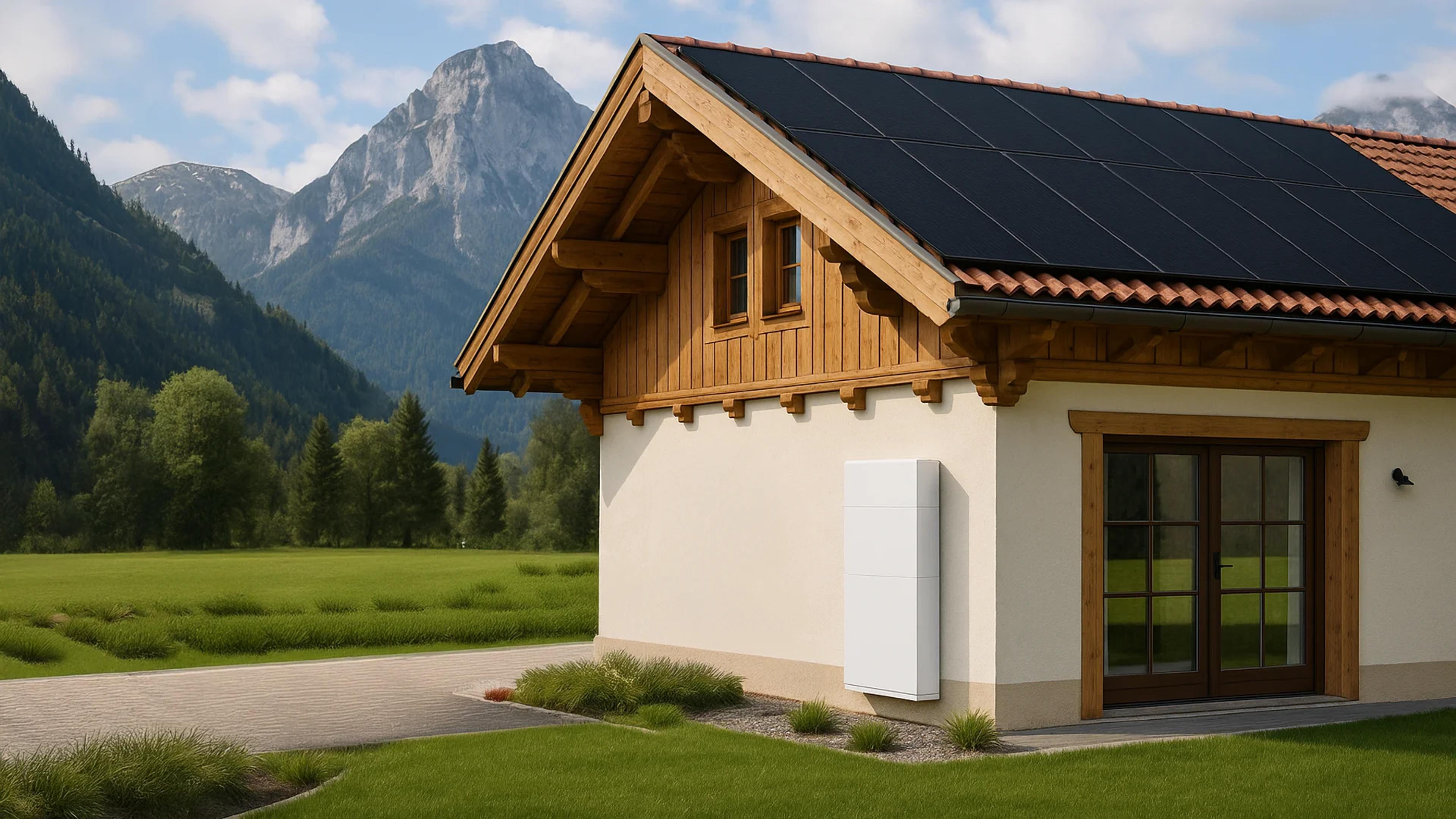 Haus mit Photovoltaik und Speicher