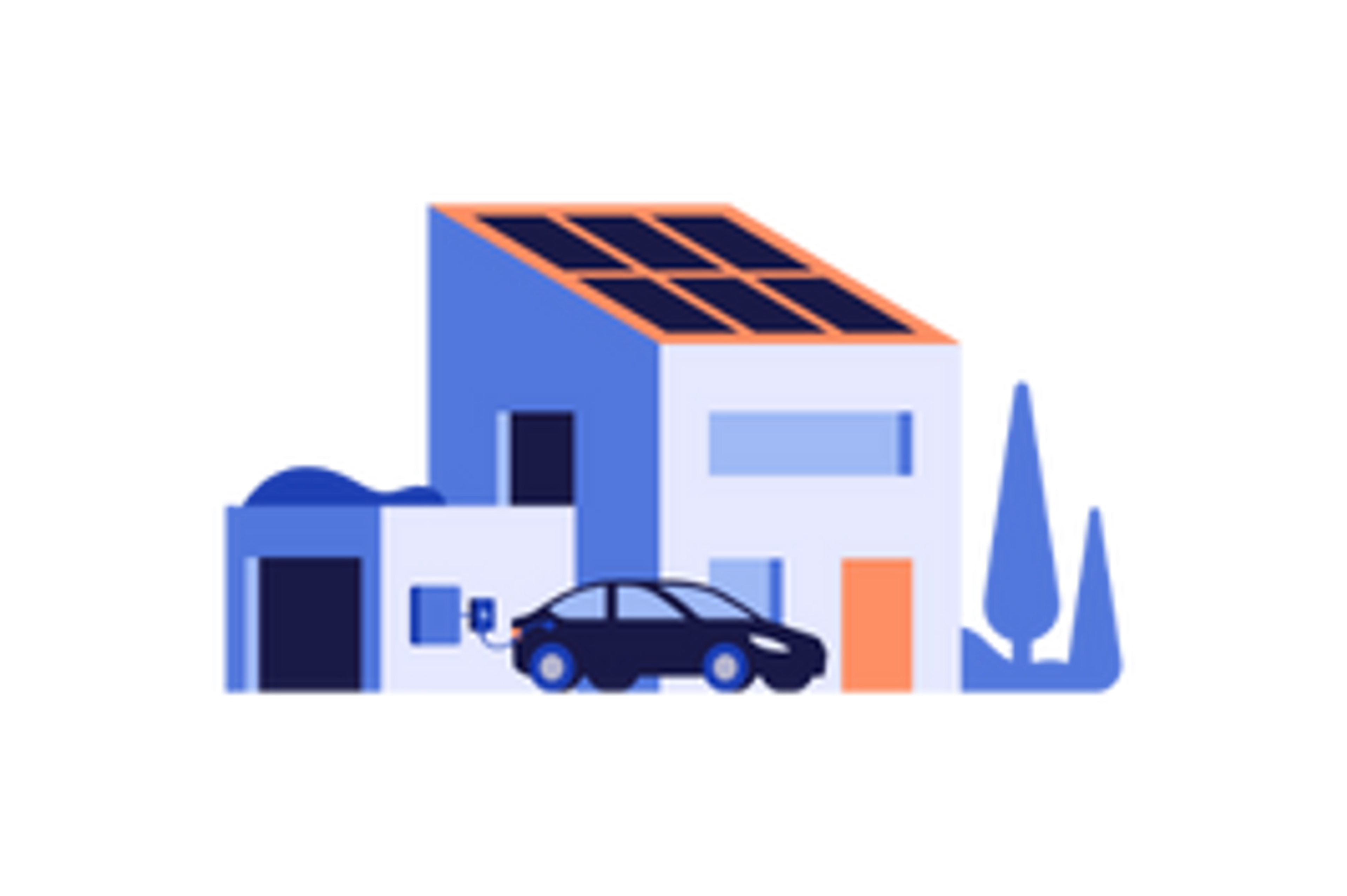 ilustracja domu jednorodzinnego z samochodem