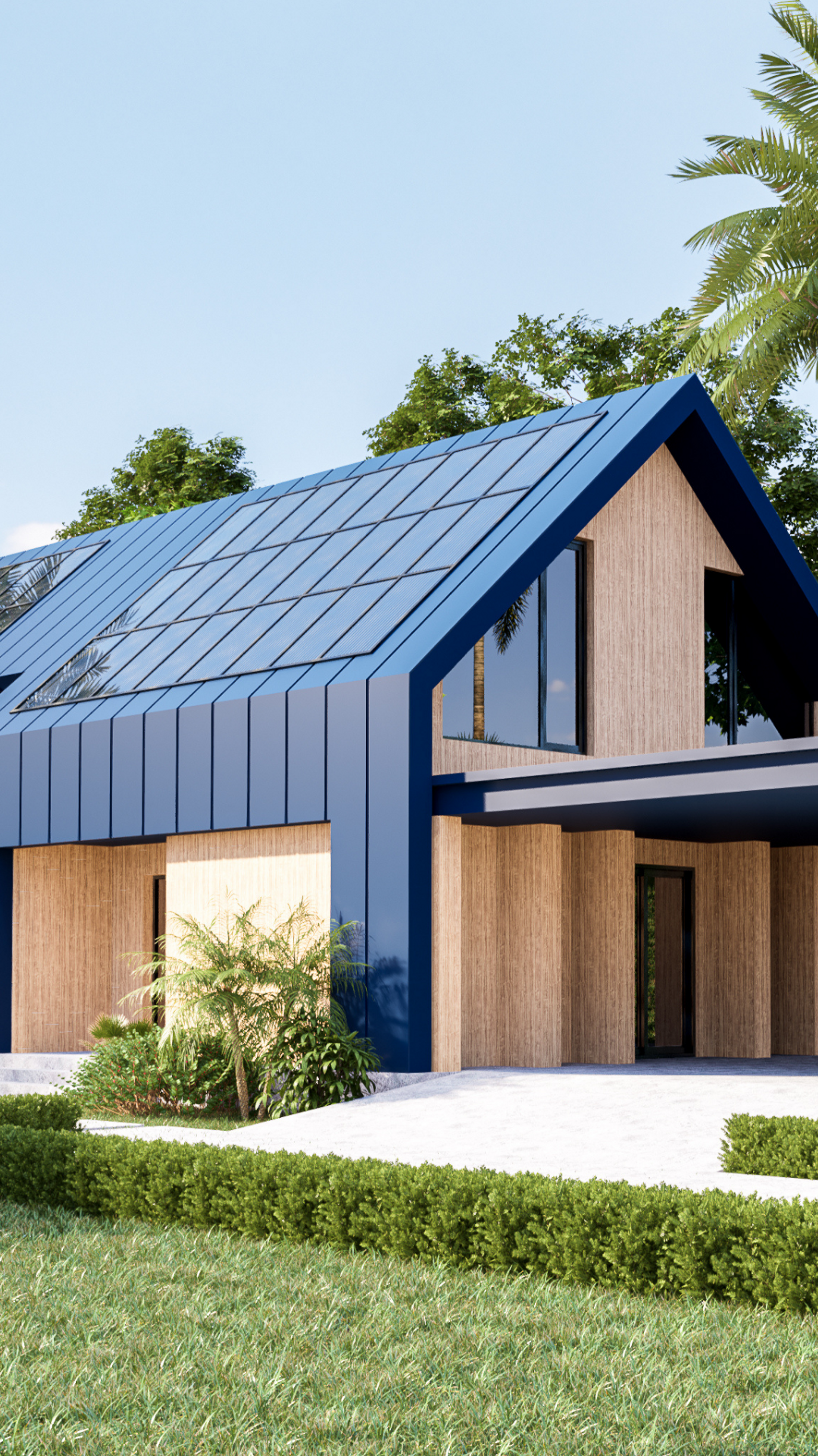 solar panels on roof