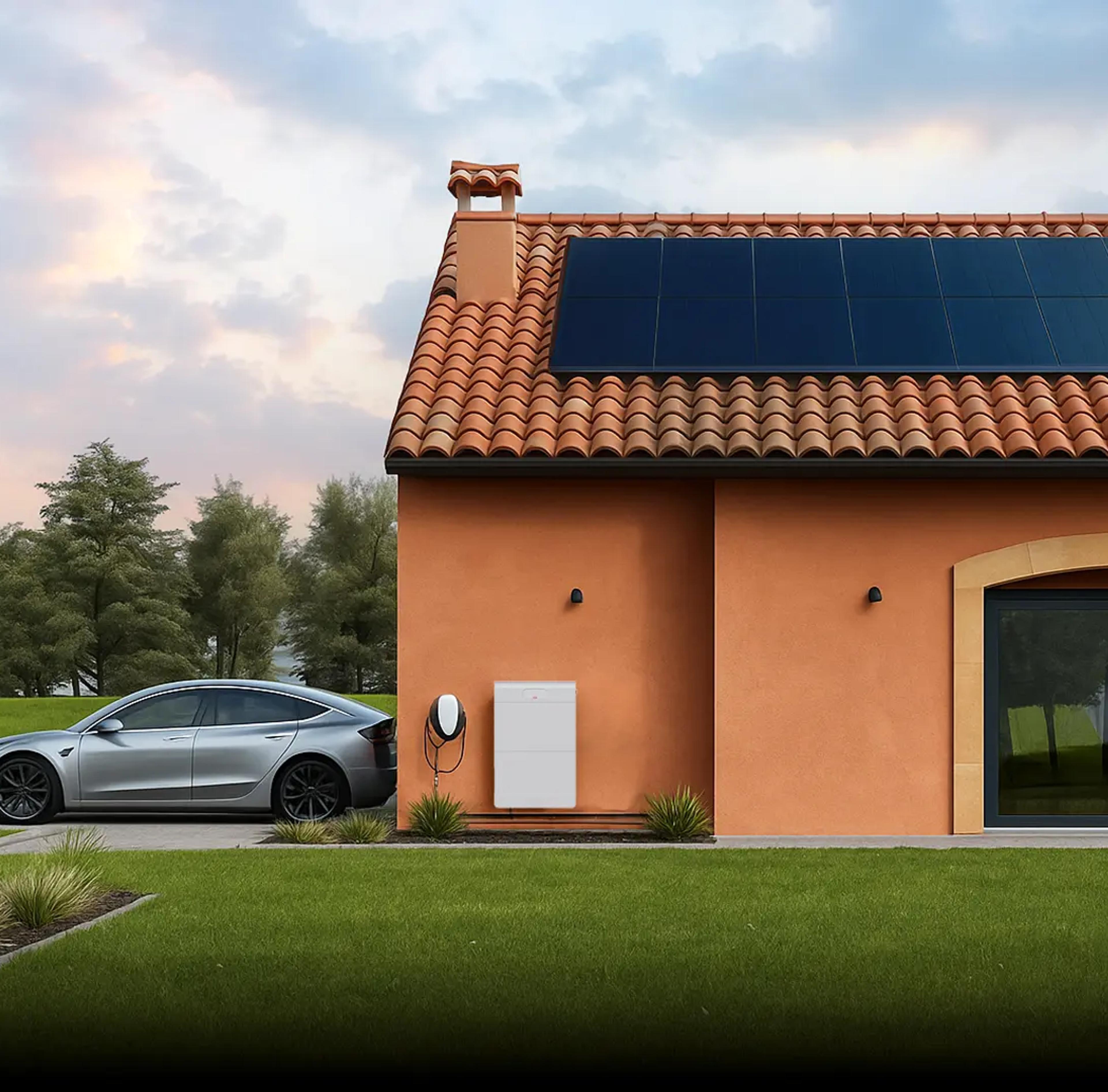 paneles solares con bateria y cargador de coche eletrico