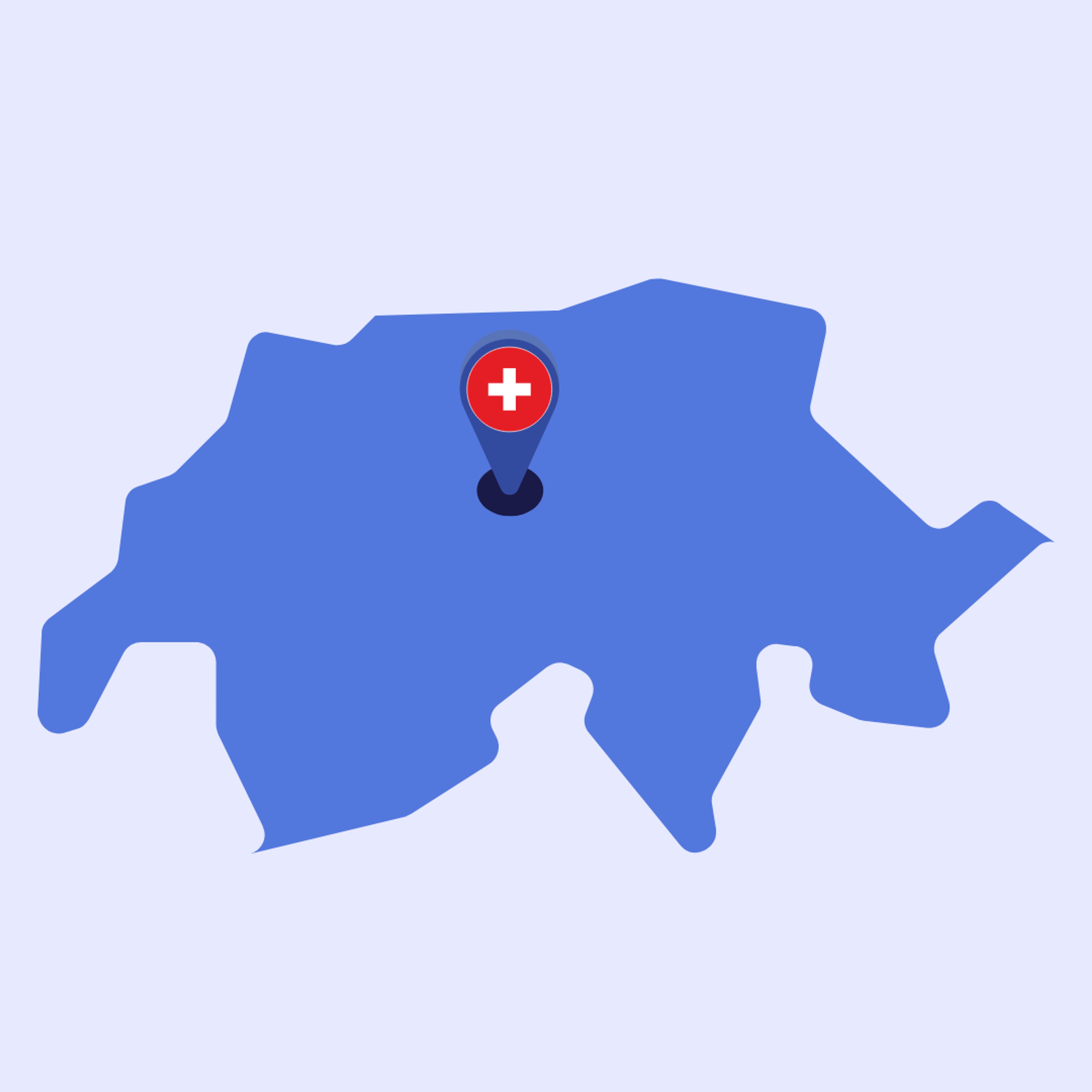 Karte der Schweiz mit Pin in Luzern