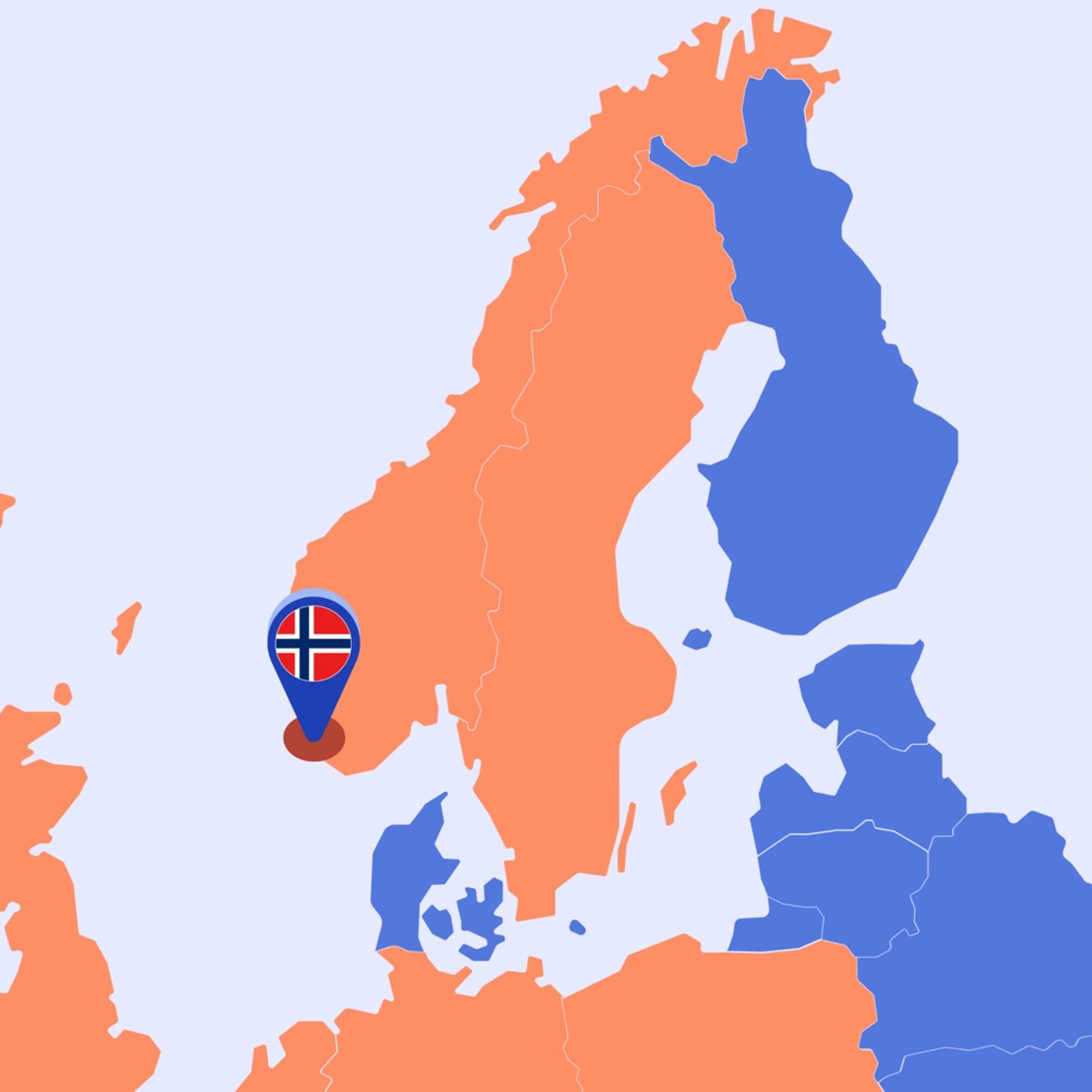 norgeskart med plassnål på stavanger