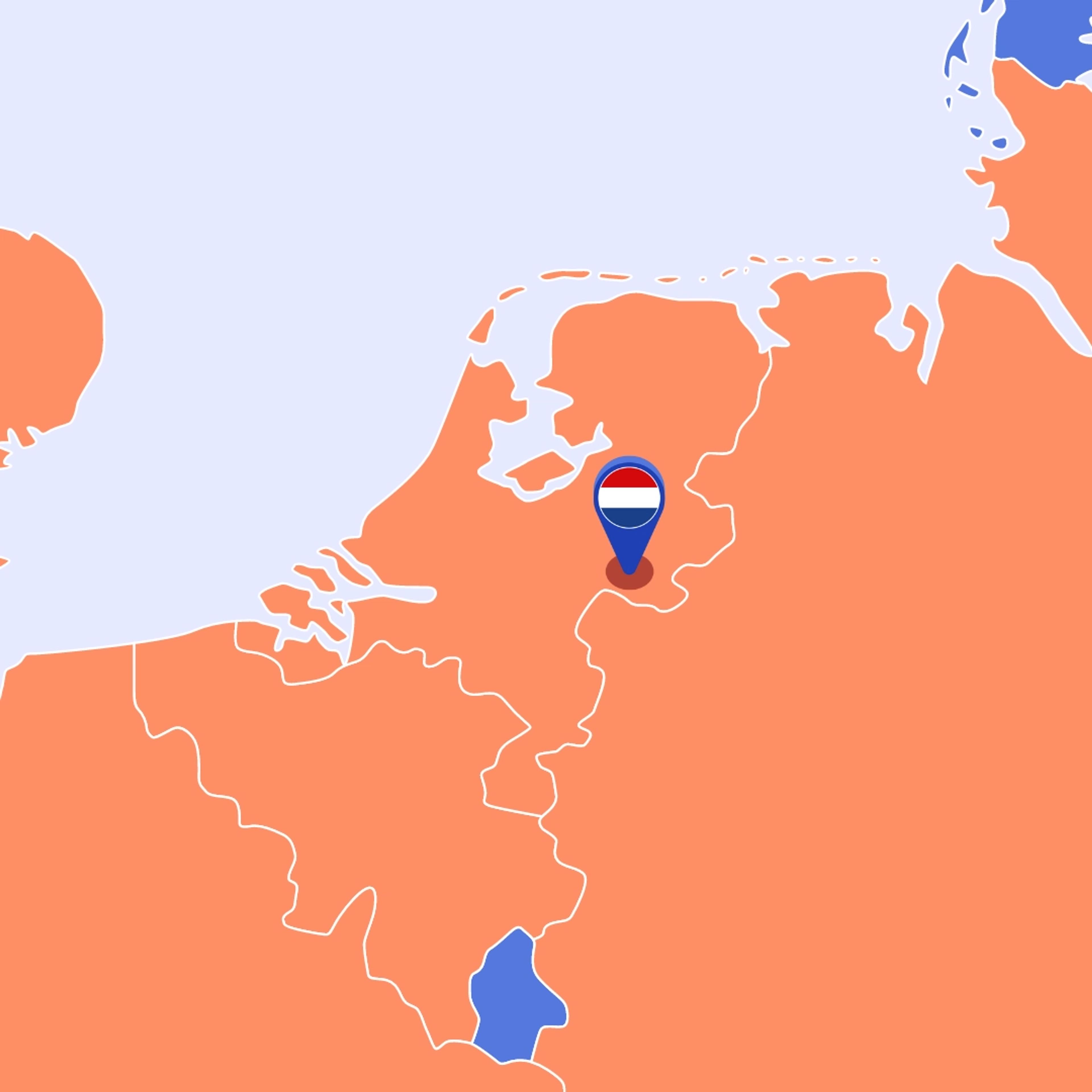 Kaart van Nederland met de pin op Doetinchem