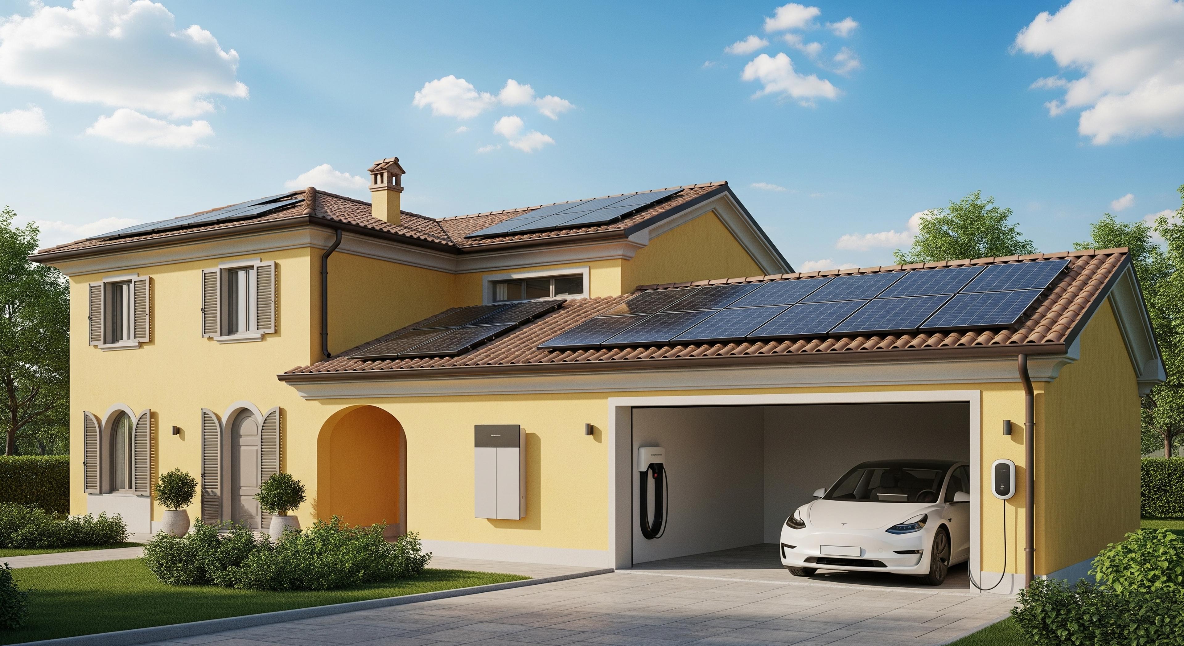 casa con paneles solares