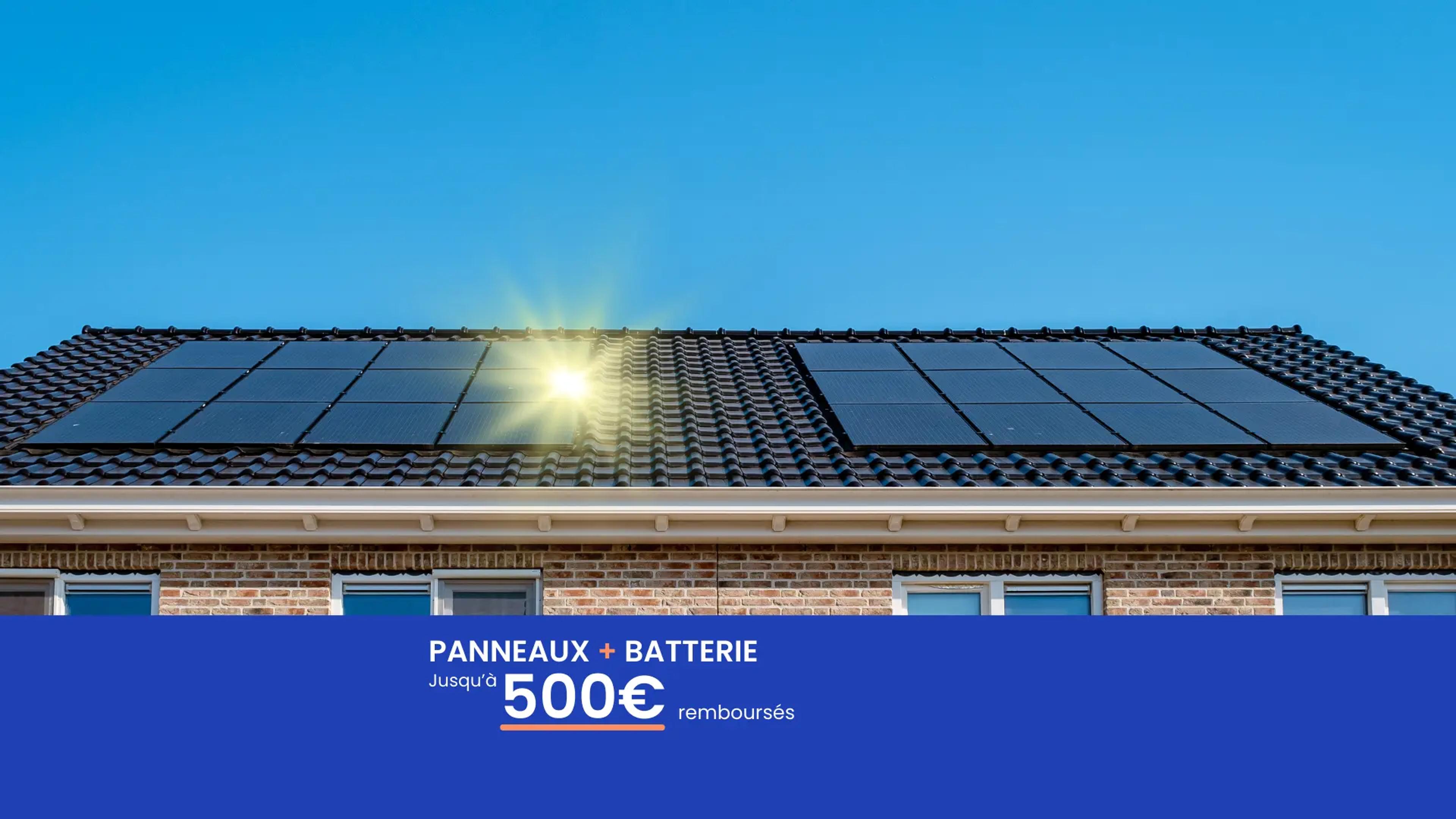 offre panneaux + batterie : jusqu'à 500€ remboursés