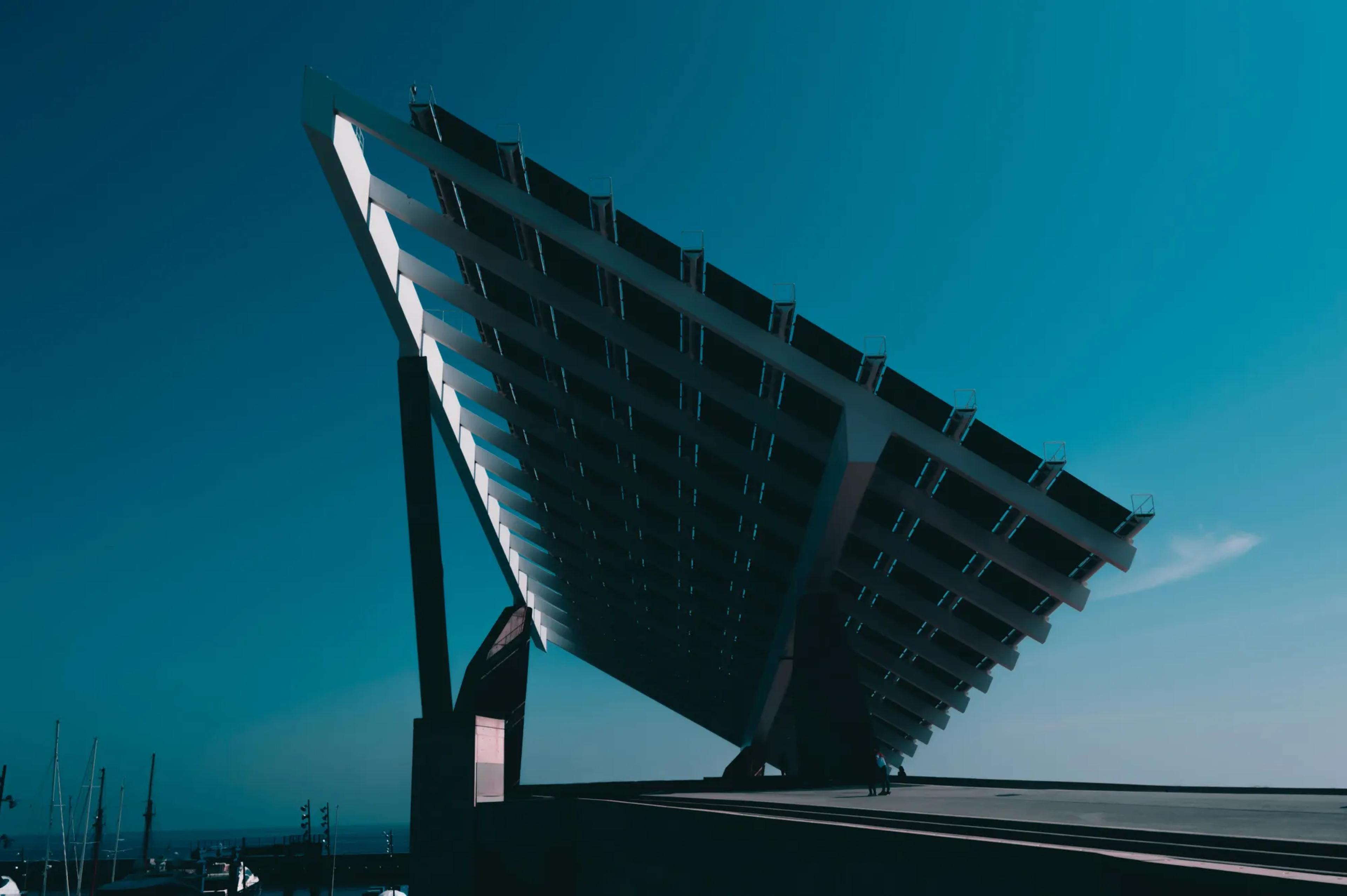 Large solar panel system on a roof