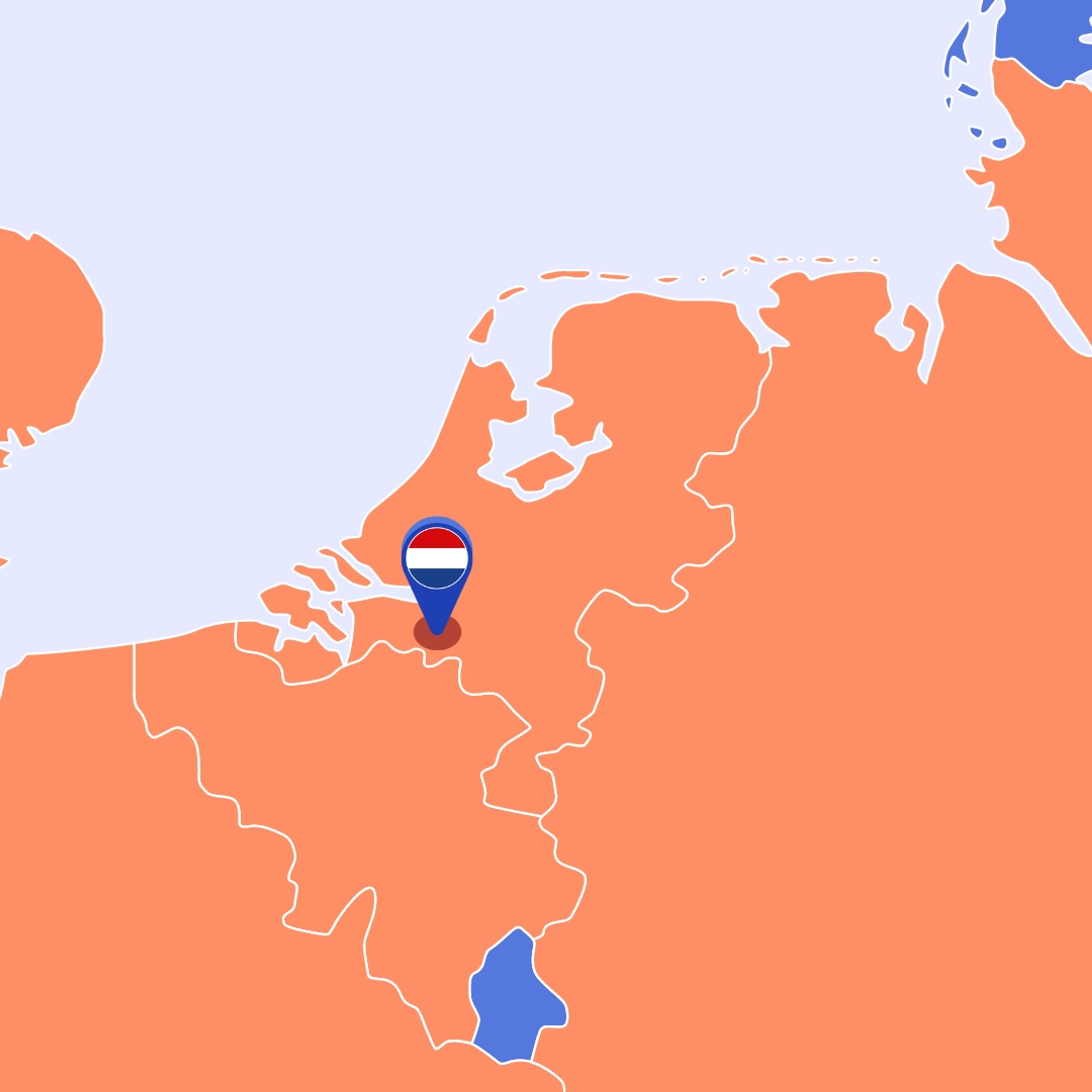Kaart van Nederland met de pin op Breda
