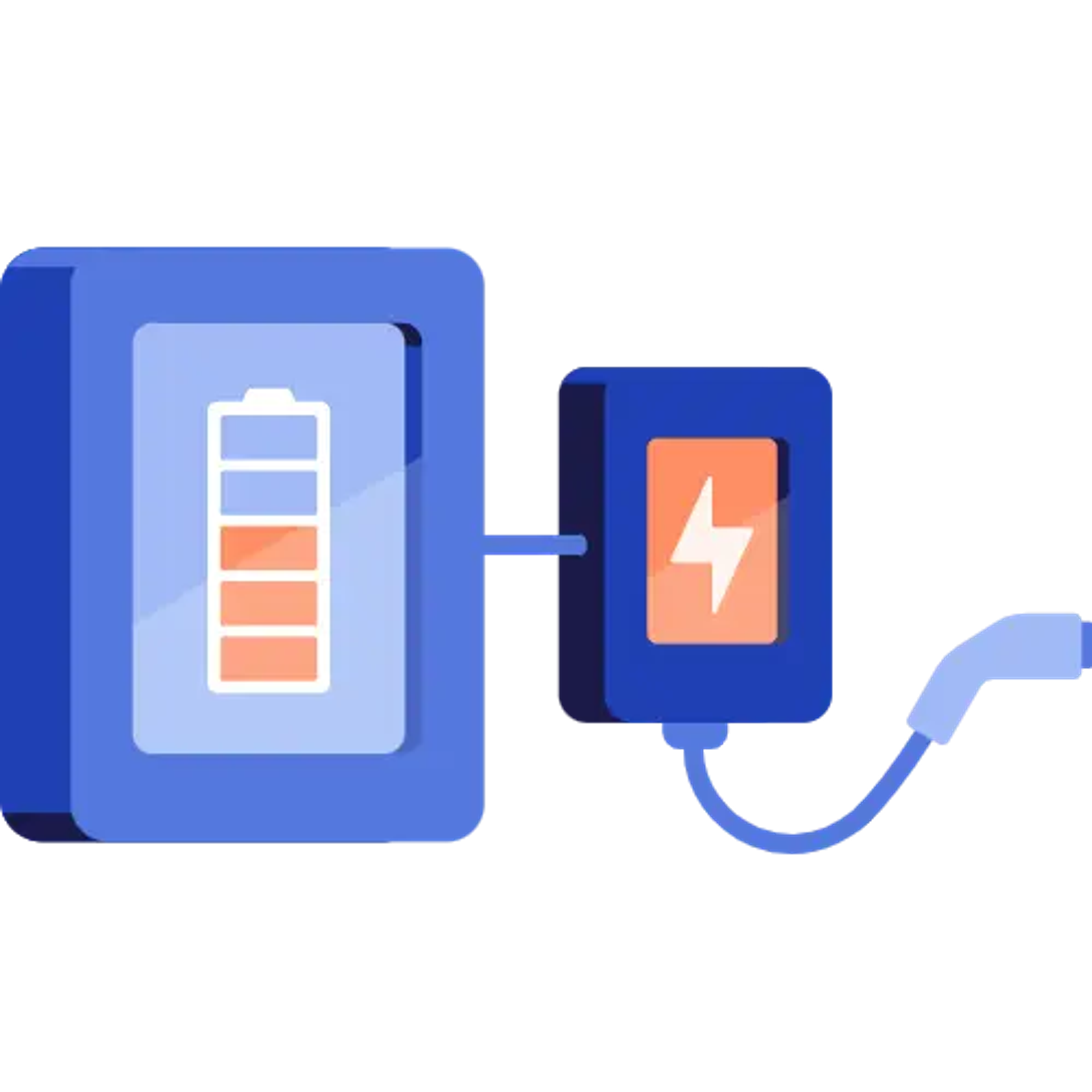 Eine Grafik, die einen Batteriespeicher zeigtdie mit einer Wallbox verbunden ist.