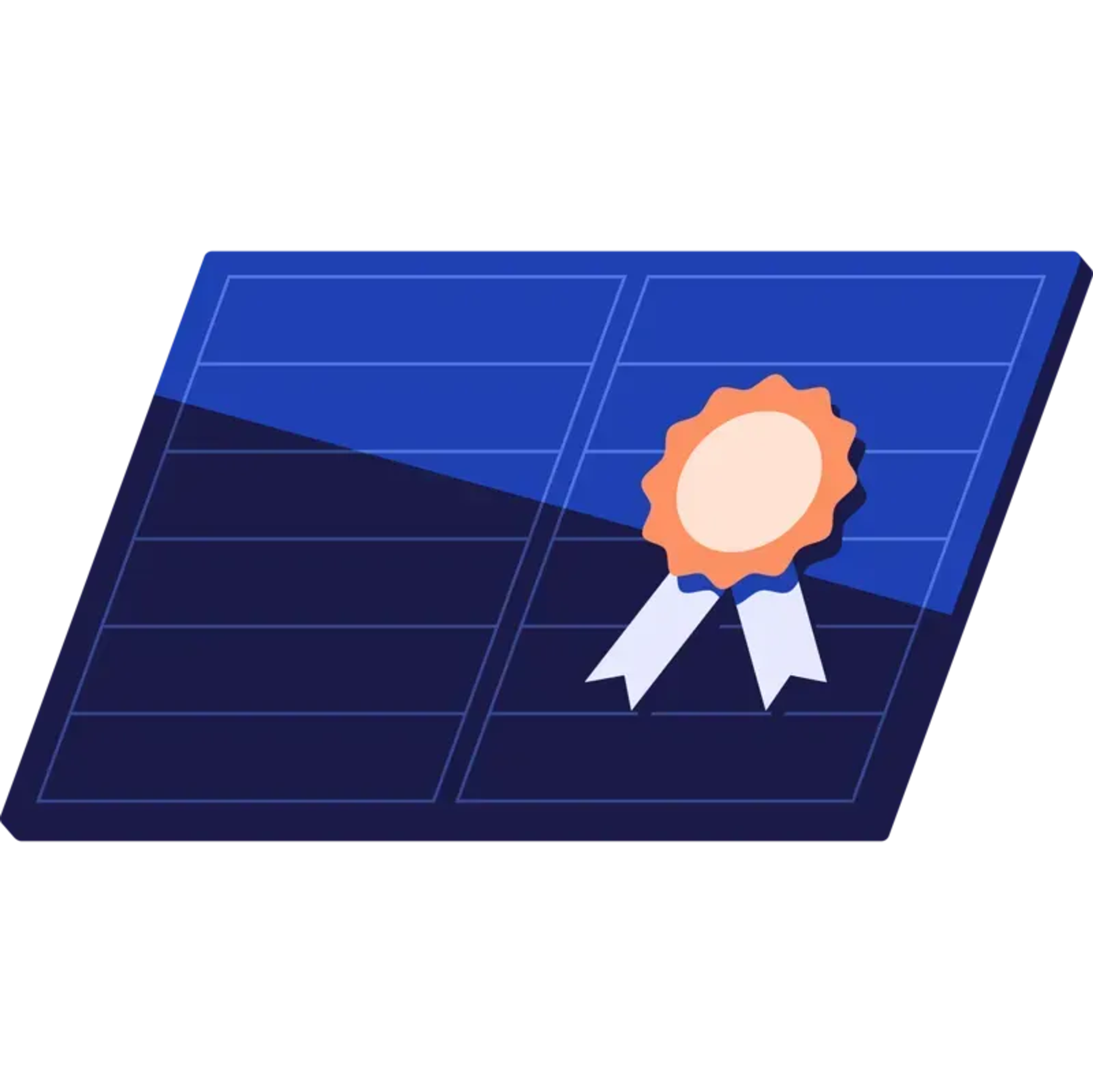 Solar panels with a medal symbol