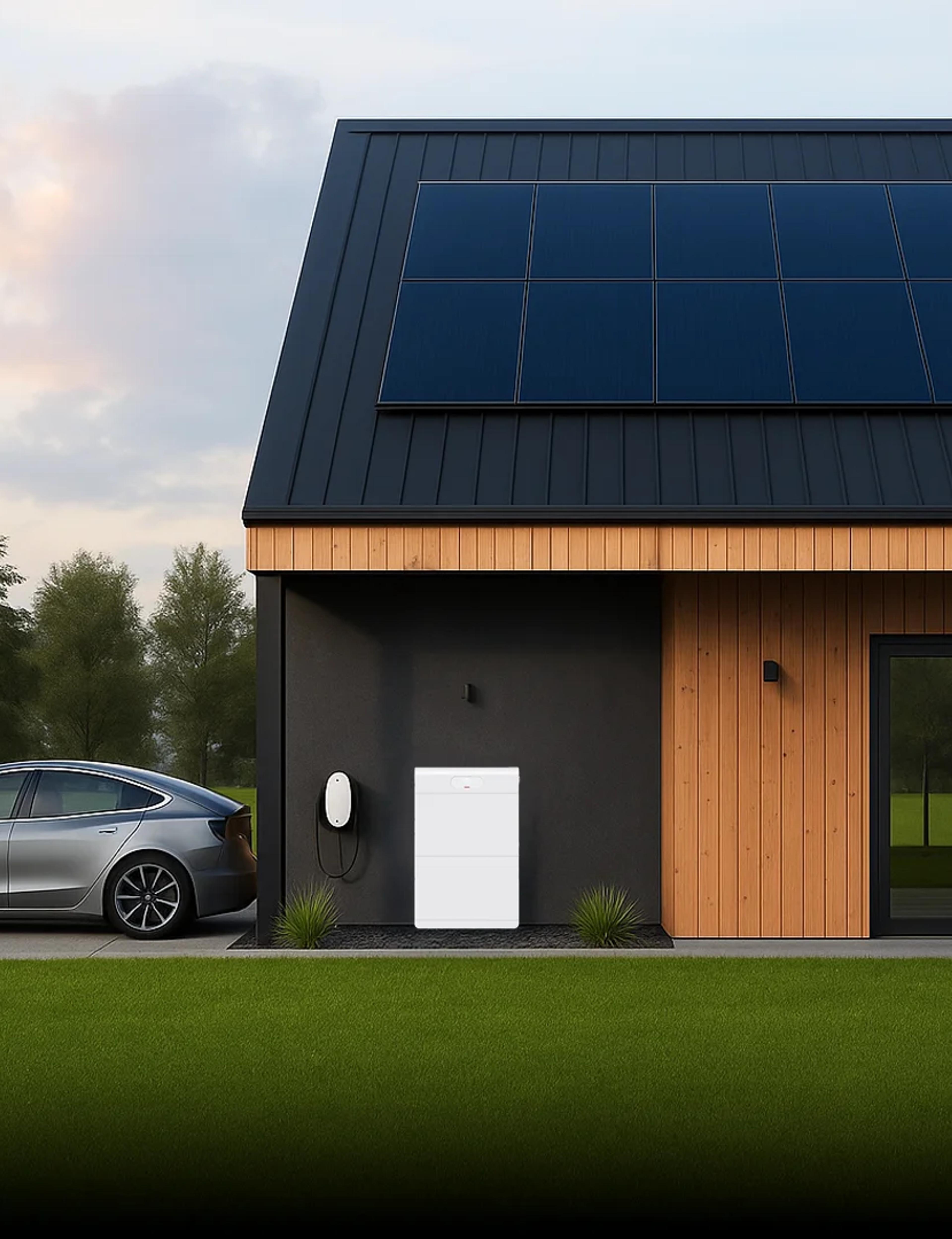 solceller med batteri och laddbox