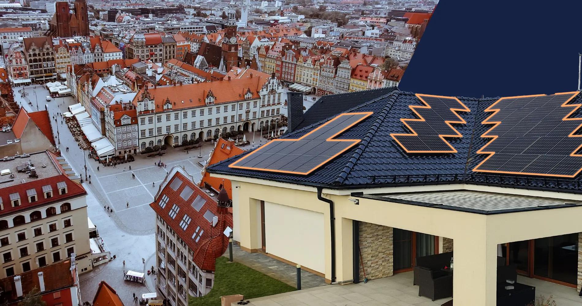 Instalacja fotwoltaiczna z Wrocławiem w tle