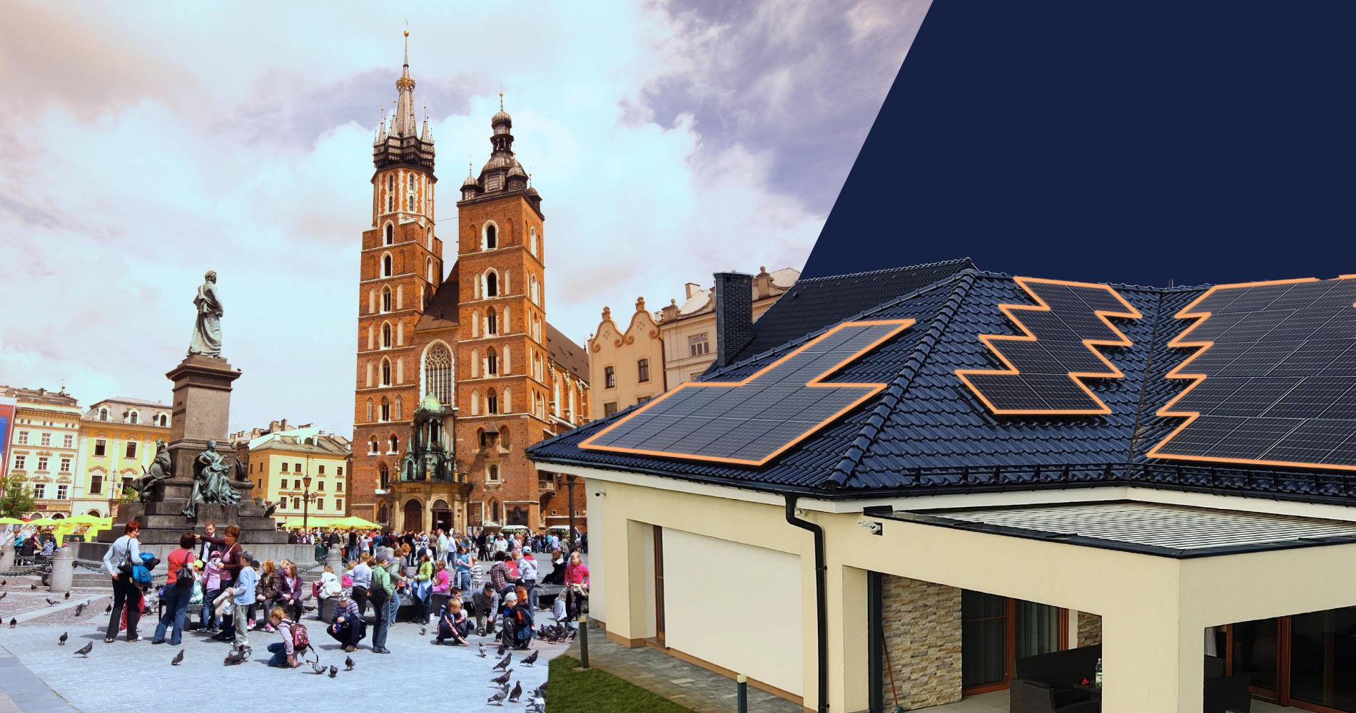 Instalacja fotwoltaiczna z Krakowem w tle