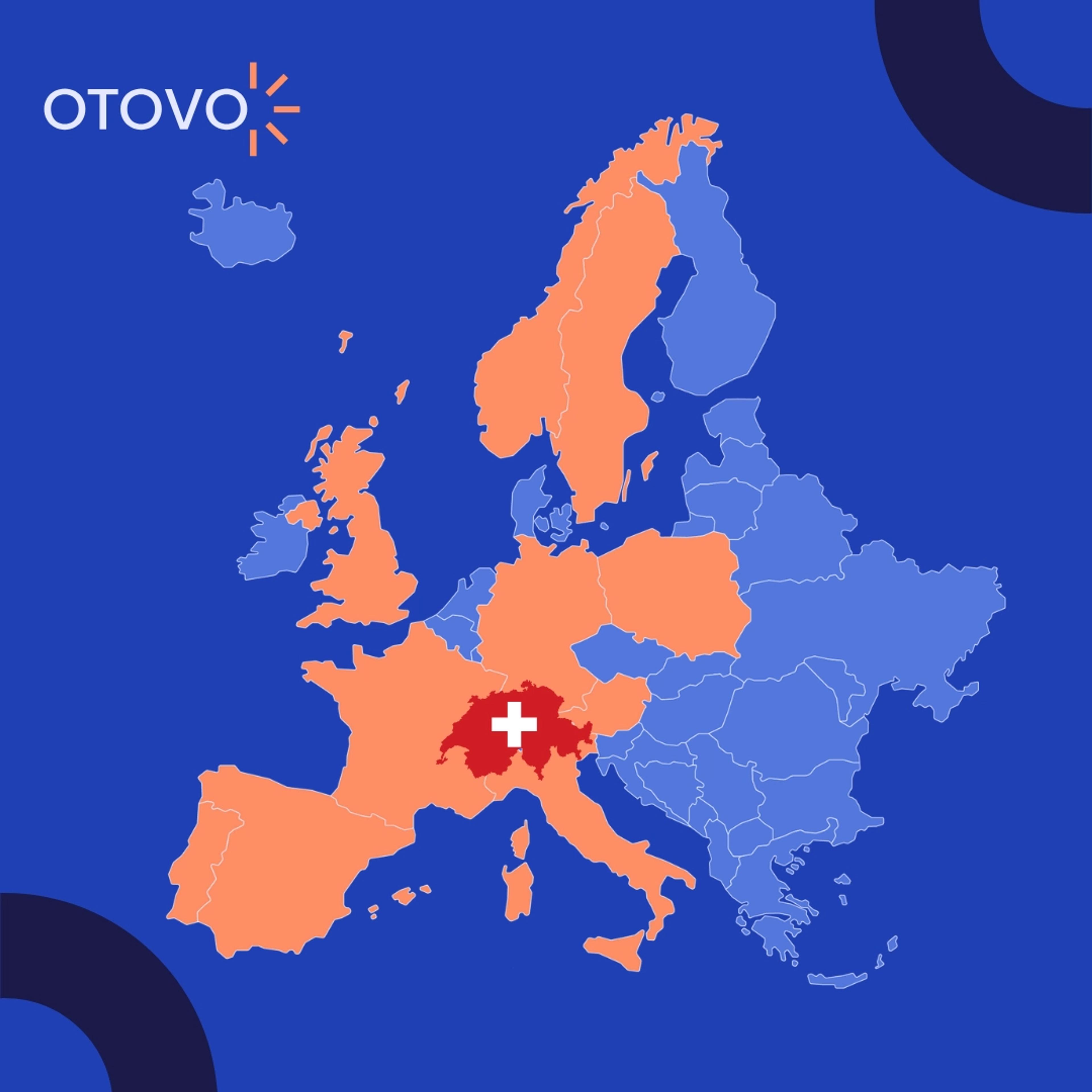 Karte mit Schweiz hervorgehoben
