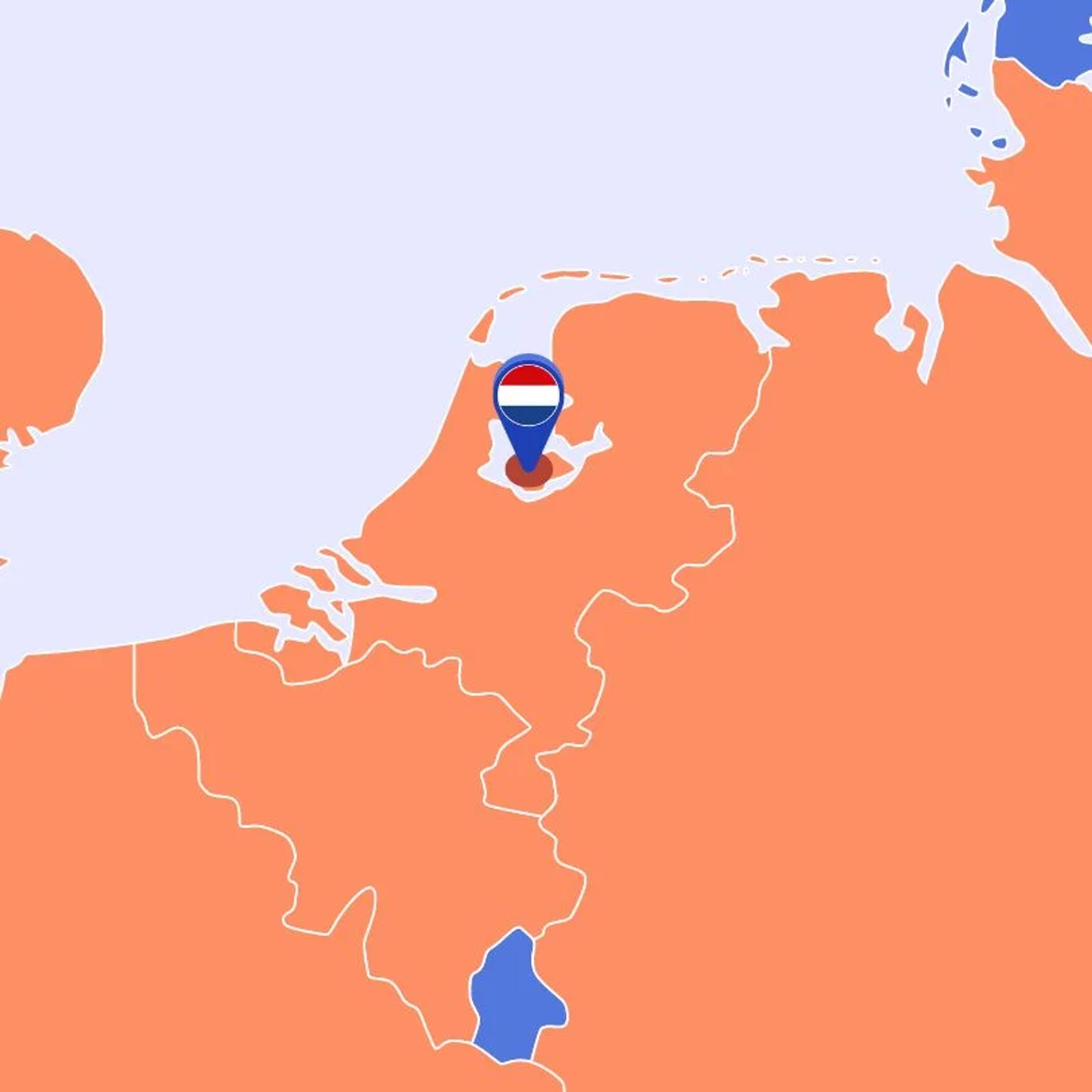 Kaart van Nederland met de pin op Almere
