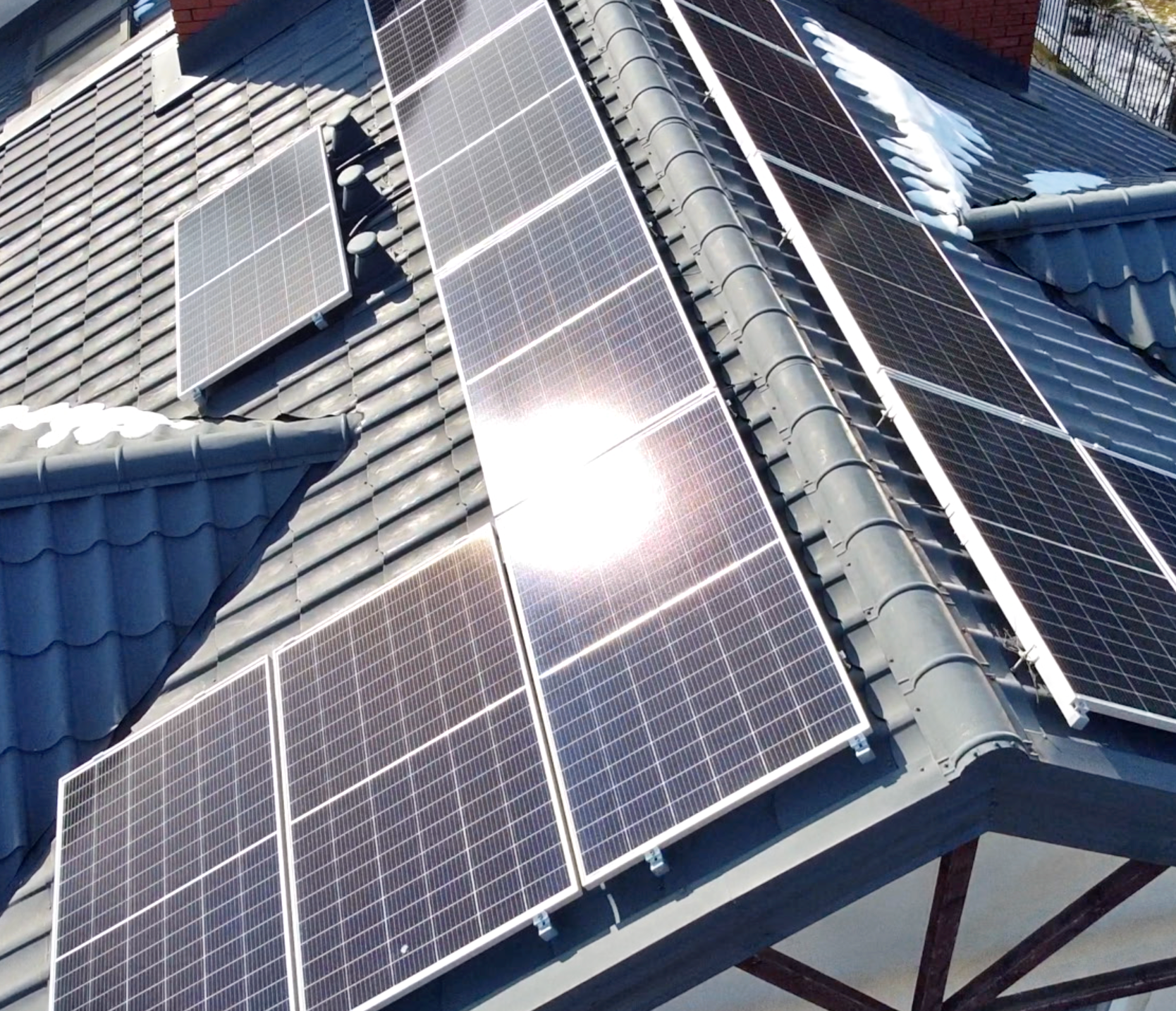 solar panels on roof