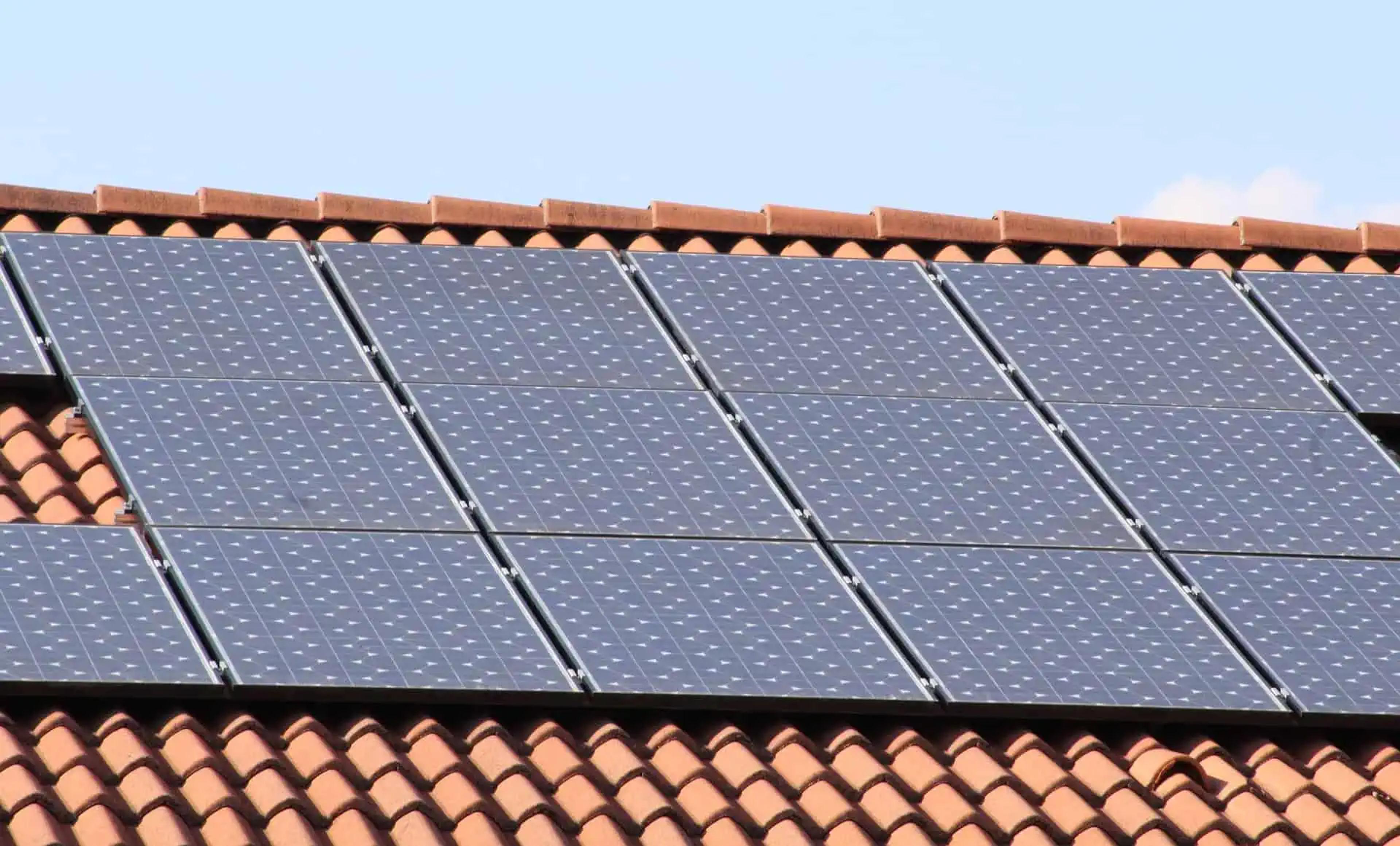 Solar panels on a tiled roof