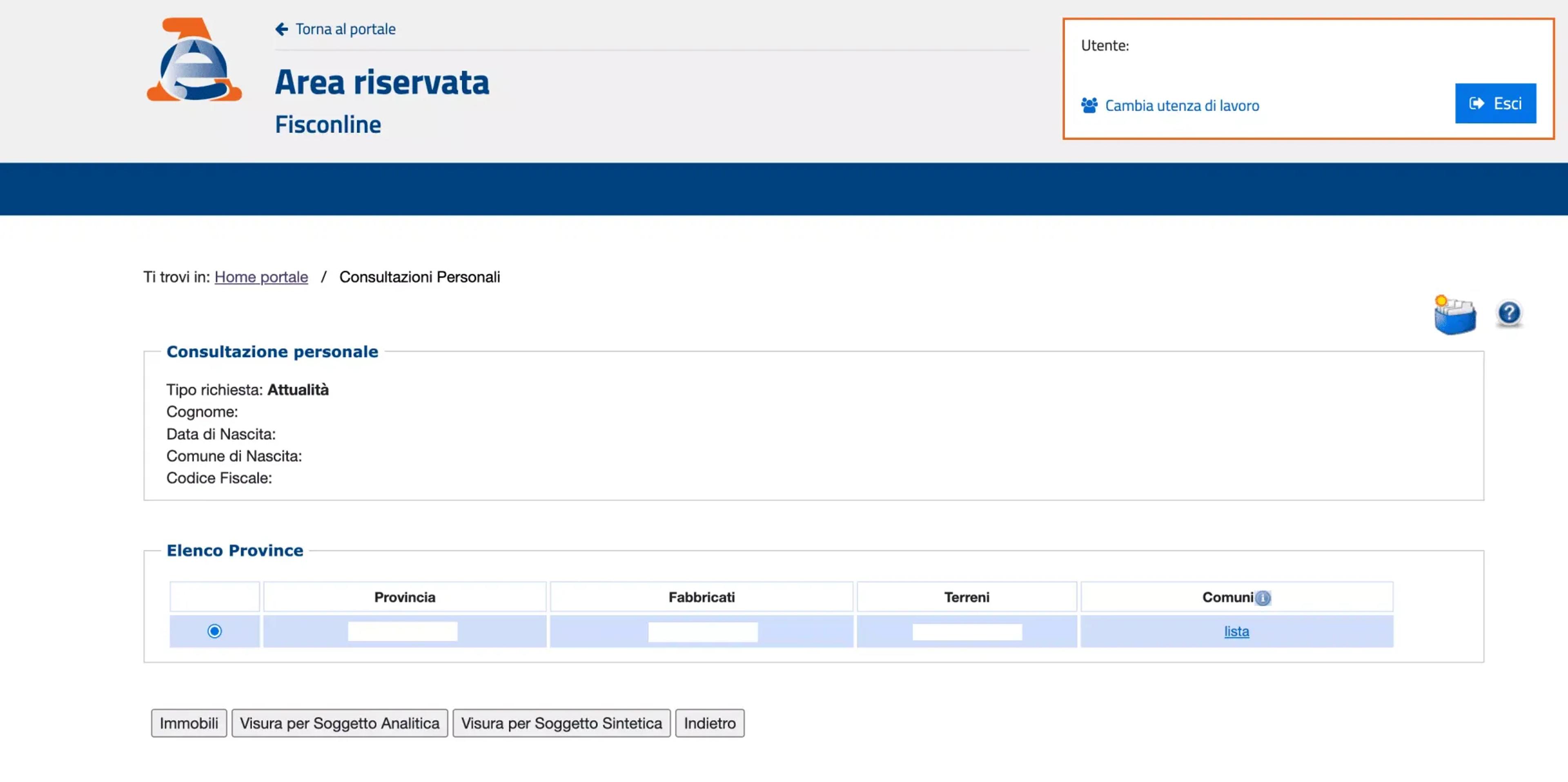 Visura per Soggetto Analitica
