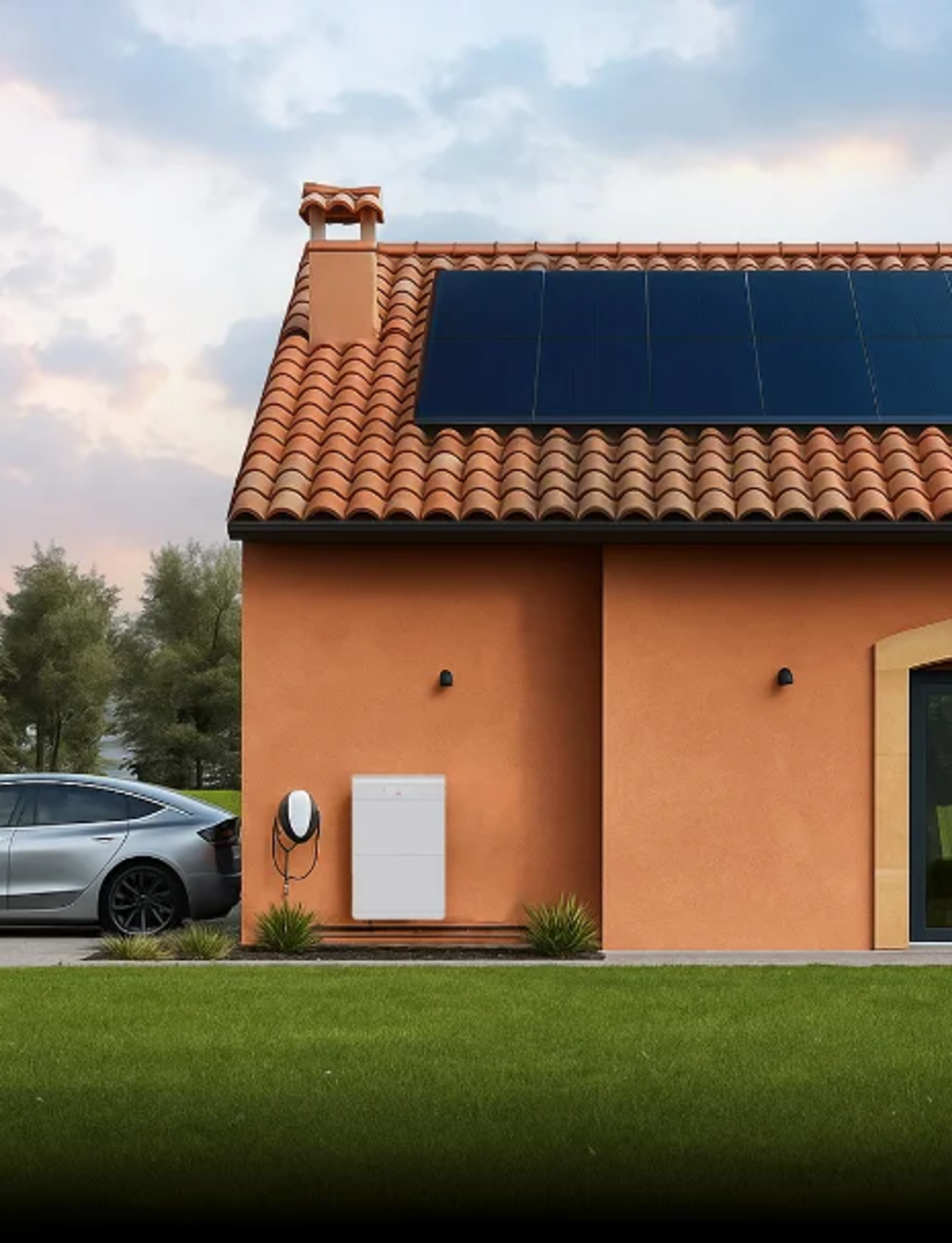 impianto con batteria e colonnina di ricarica