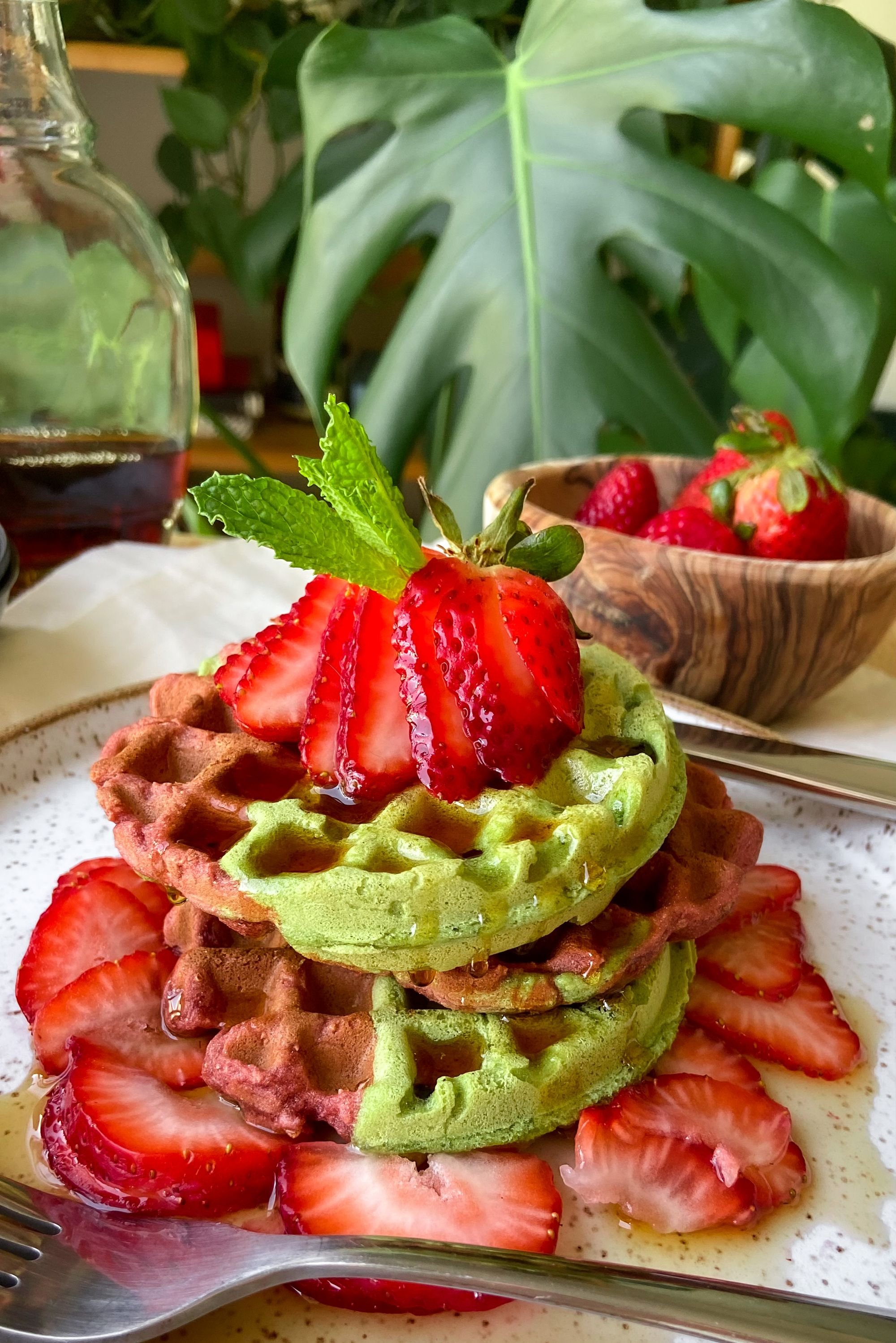 Image for Strawberry Matcha Mochi Waffles